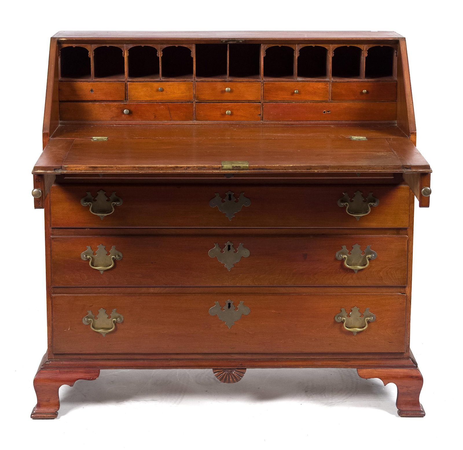 18TH C. AMERICAN CHIPPENDALE CHERRY SLANT LID DESK. (1 of 16)