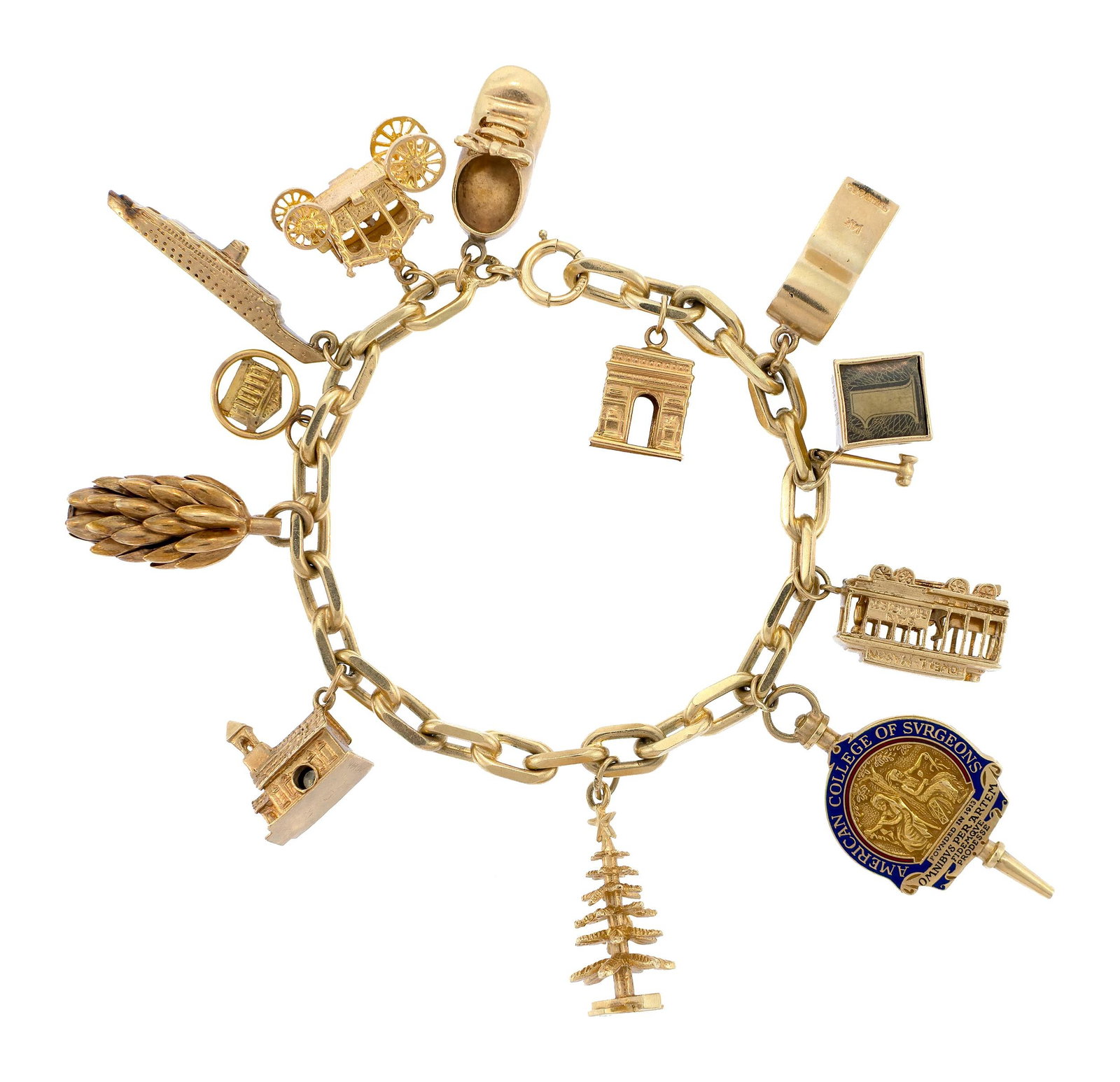 VINTAGE 14K GOLD CHARM BRACELET. (1 of 1)