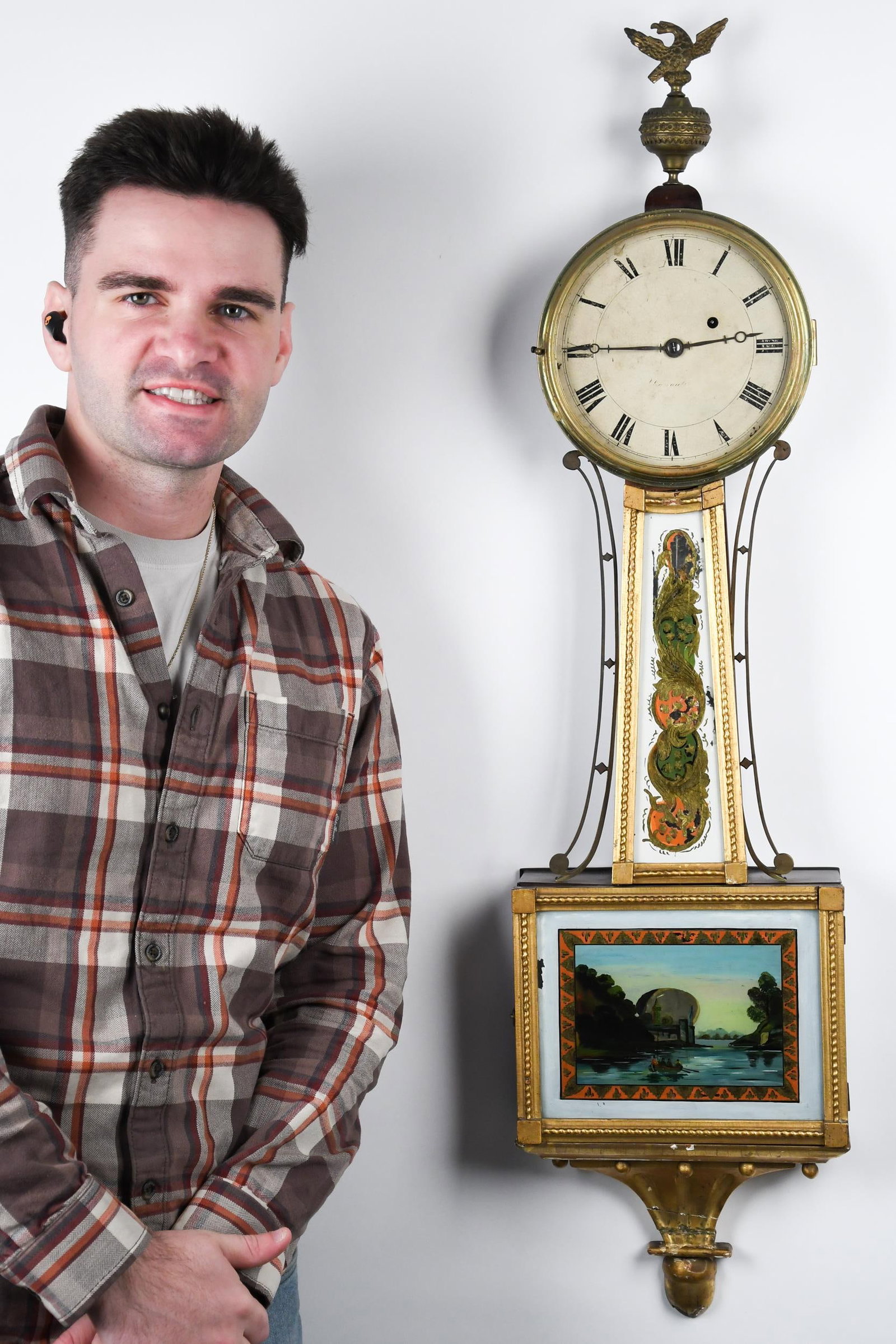 EARLY 19TH C. SIGNED BANJO CLOCK. - 15