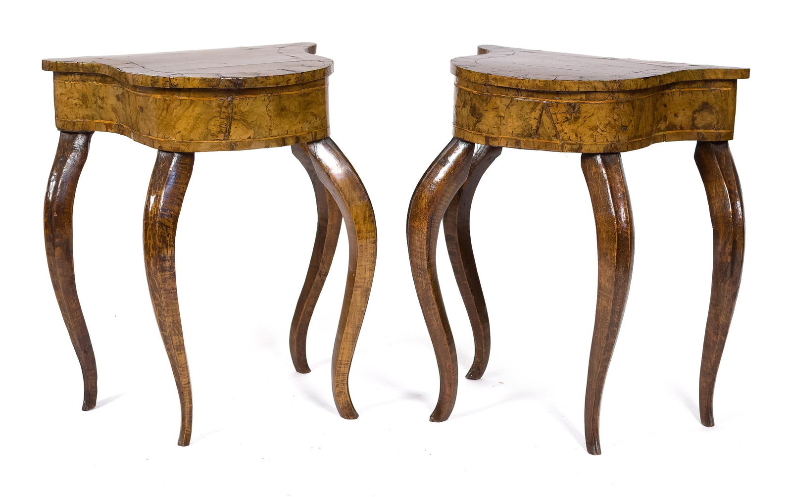 PR. 18TH C. ITALIAN BURL WALNUT STANDS. (1 of 12)