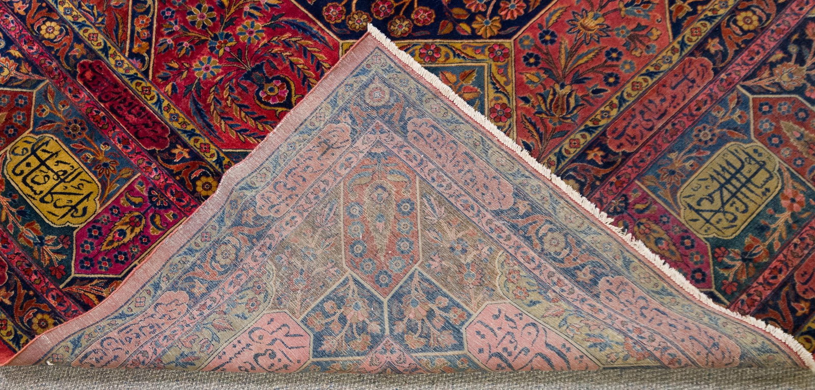 ANTIQUE SIGNED SAROUK ORIENTAL ROOM SIZE RUG. - 7