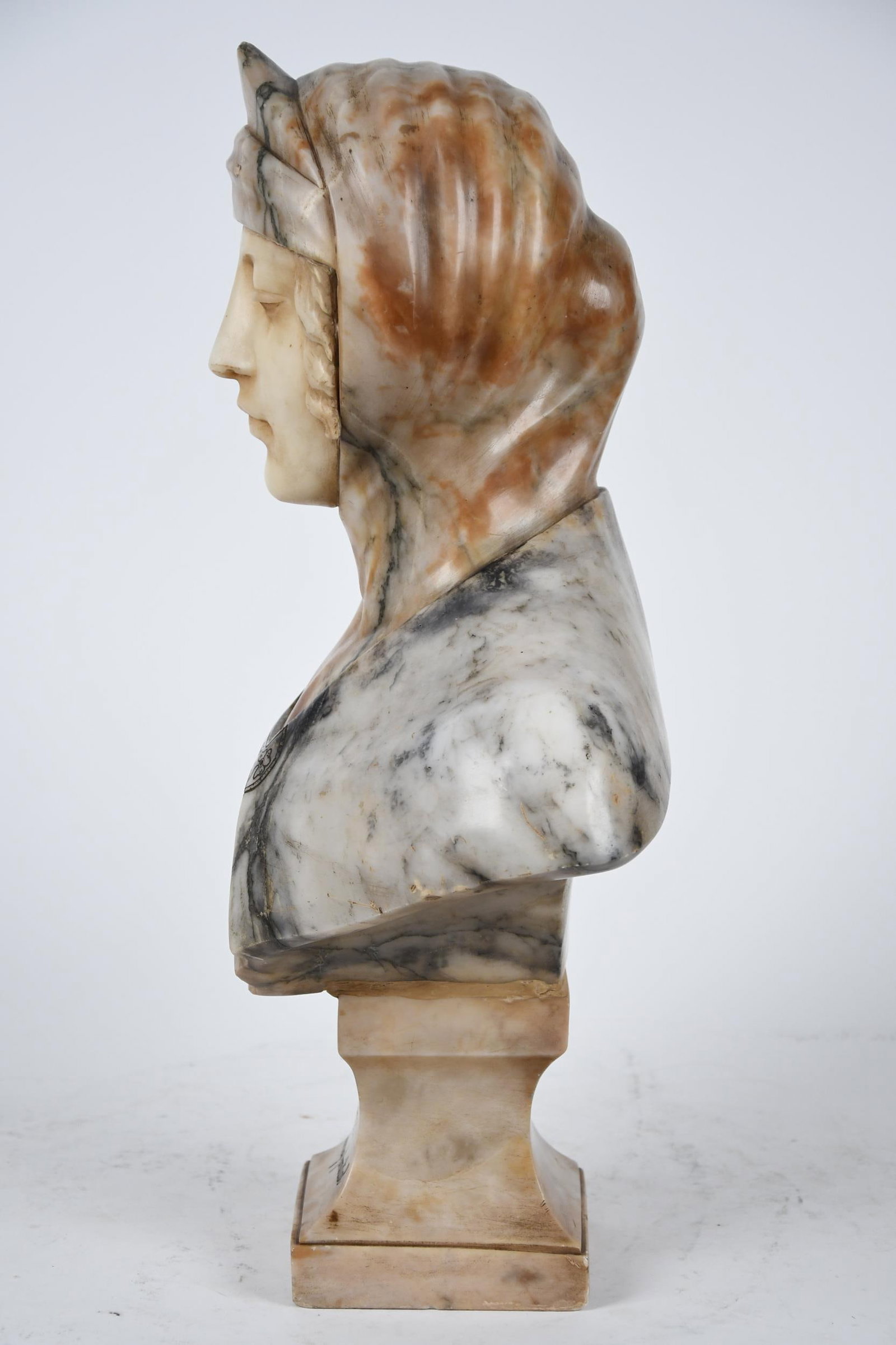 ANTIQUE MARBLE BUST, PROF. AURILI, DATED 1923. - 7