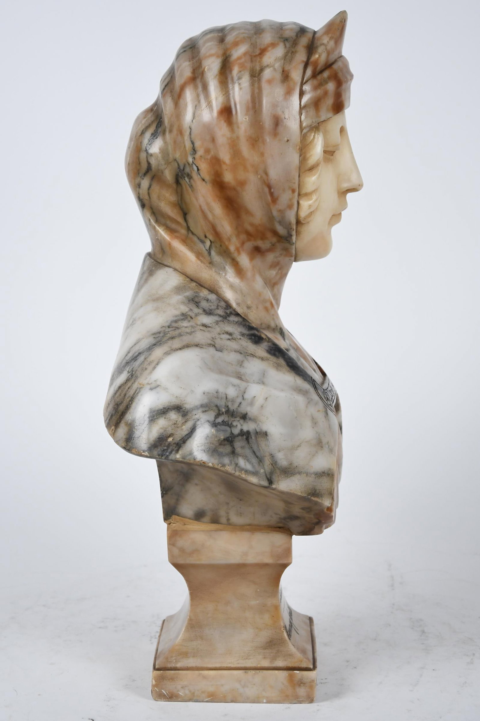 ANTIQUE MARBLE BUST, PROF. AURILI, DATED 1923. - 8