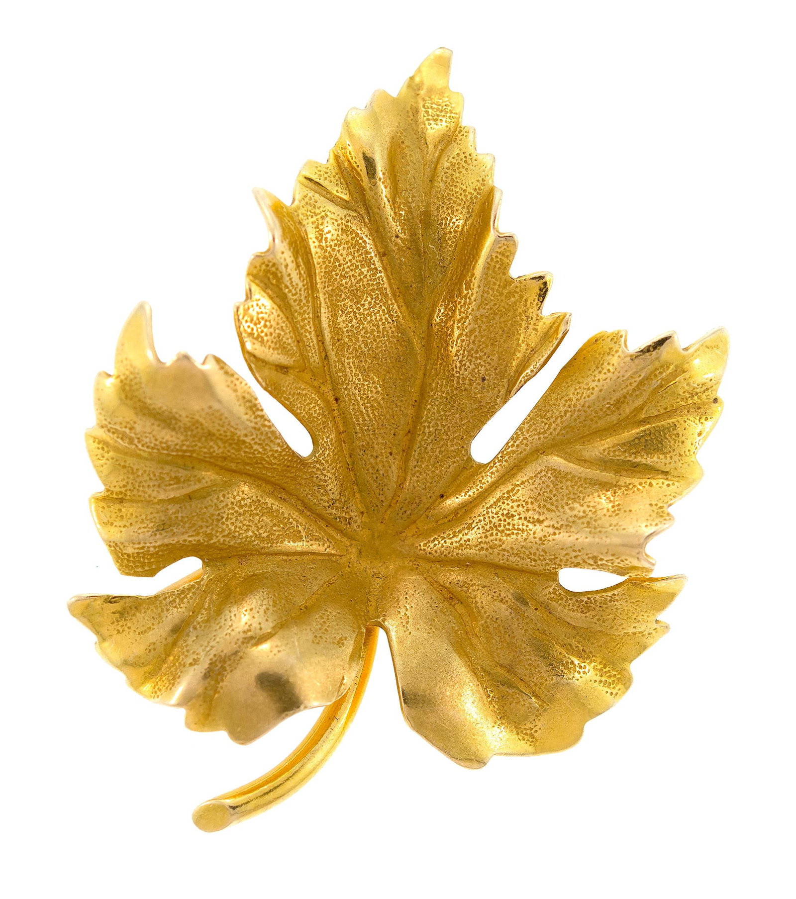 VINTAGE TIFFANY & CO. 14K GOLD MAPLE LEAF PIN.: A vintage, signed, Tiffany & Co., 14k yellow gold (stamped & tested), maple leaf pin, 1 3/4 inches long, 6.0 grams.