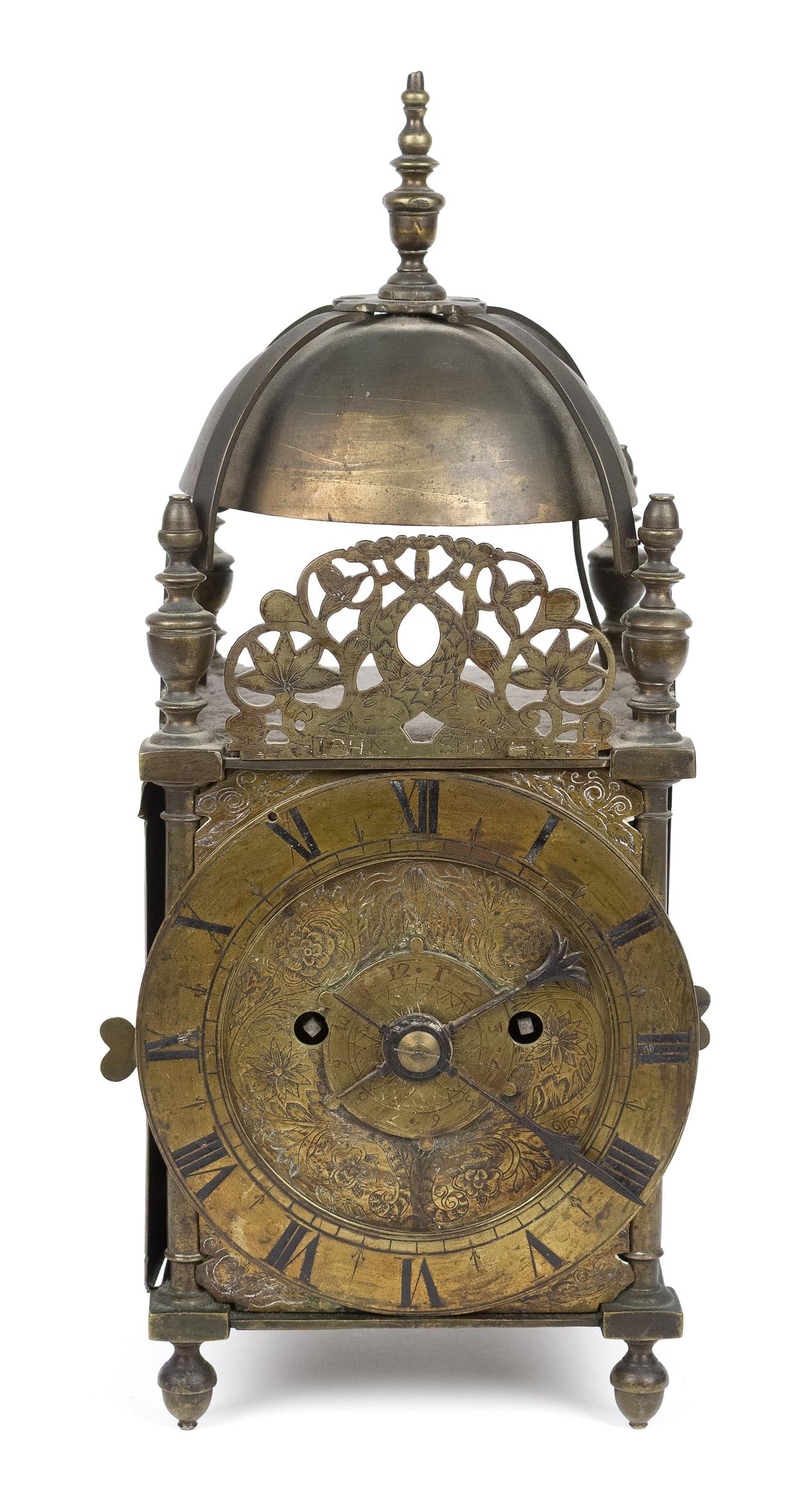 17TH C. JOHN SNOW BRASS LANTERN CLOCK. - 2