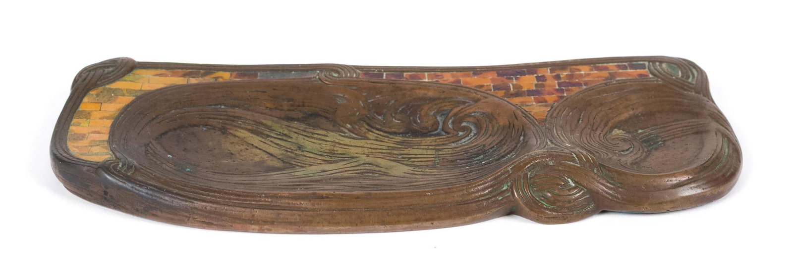 ATTRIBUTED TIFFANY STUDIOS BRONZE PEN TRAY. - 2
