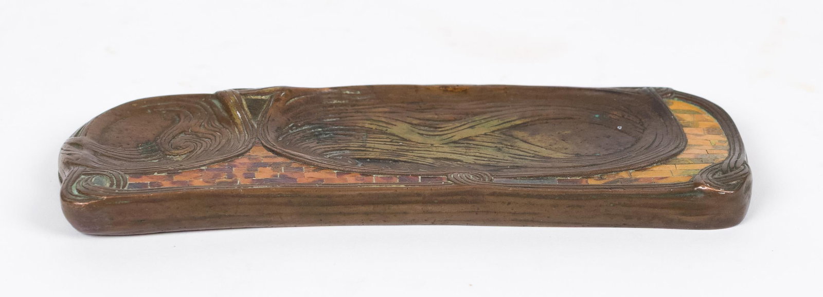 ATTRIBUTED TIFFANY STUDIOS BRONZE PEN TRAY. - 6