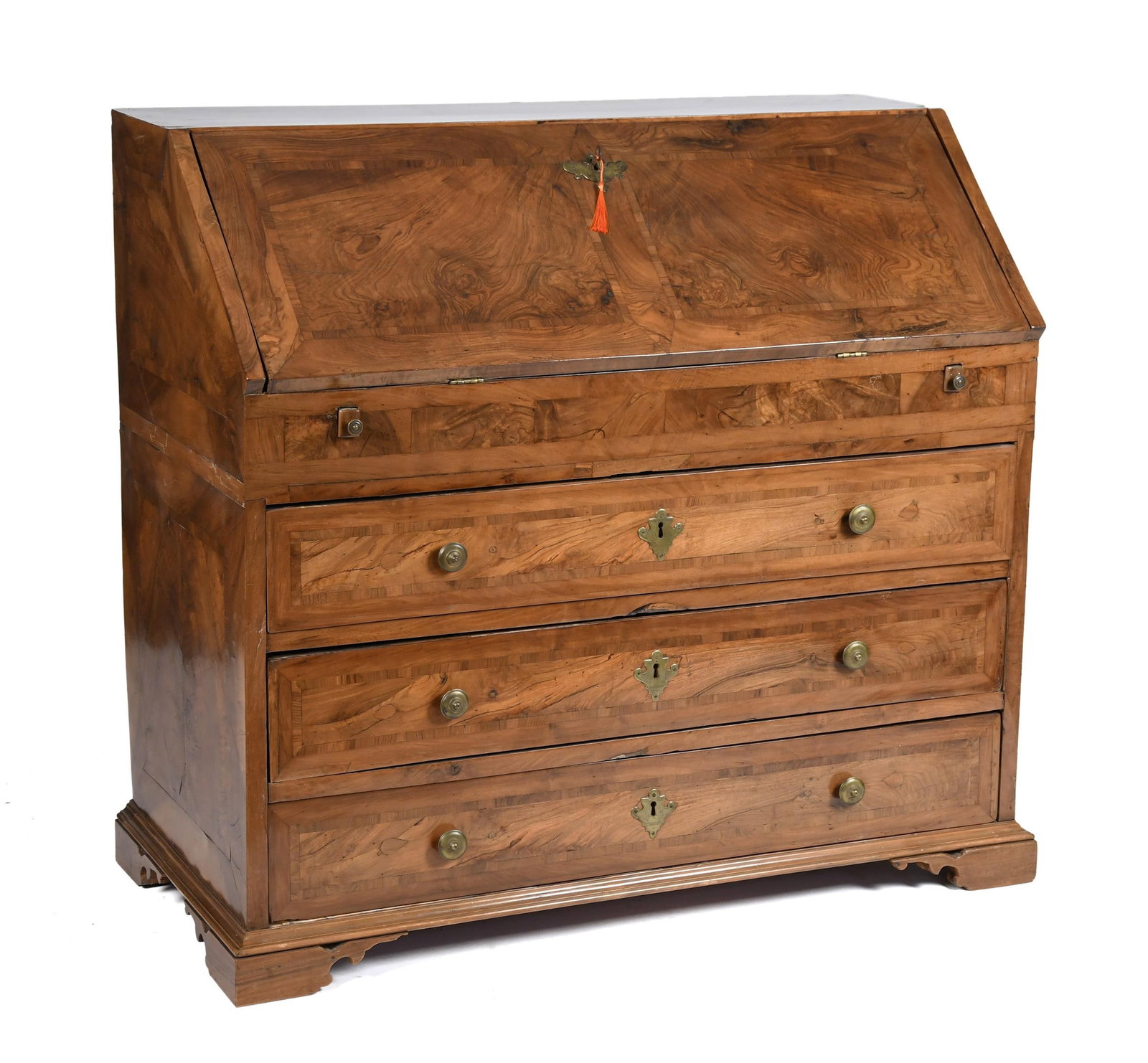 19TH C. EUROPEAN WALNUT SLANT LID DESK. (1 of 1)