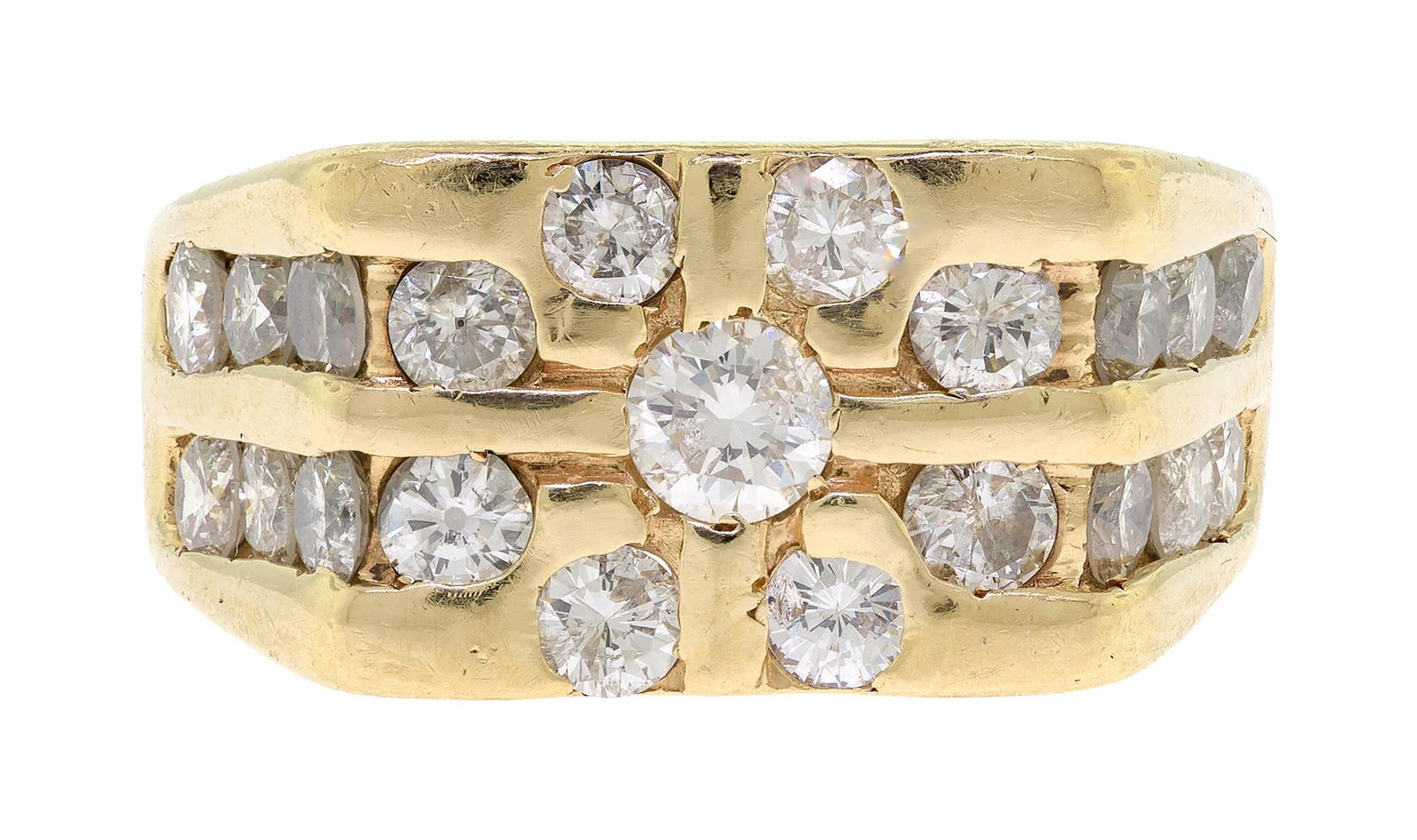 GENTS VINTAGE 14K GOLD DIAMOND RING. (1 of 2)