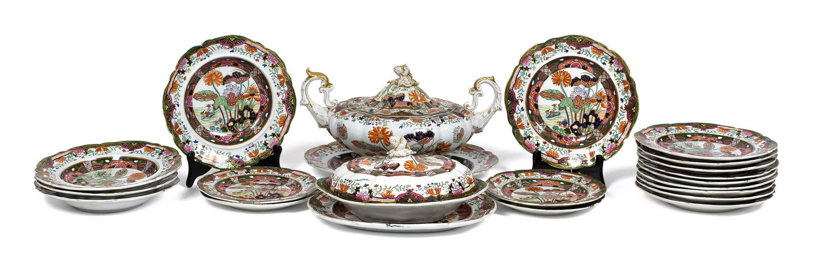 ANTIQUE MASONS PATENT IRONSTONE SET, MUSCOVY DUCK. (1 of 12)