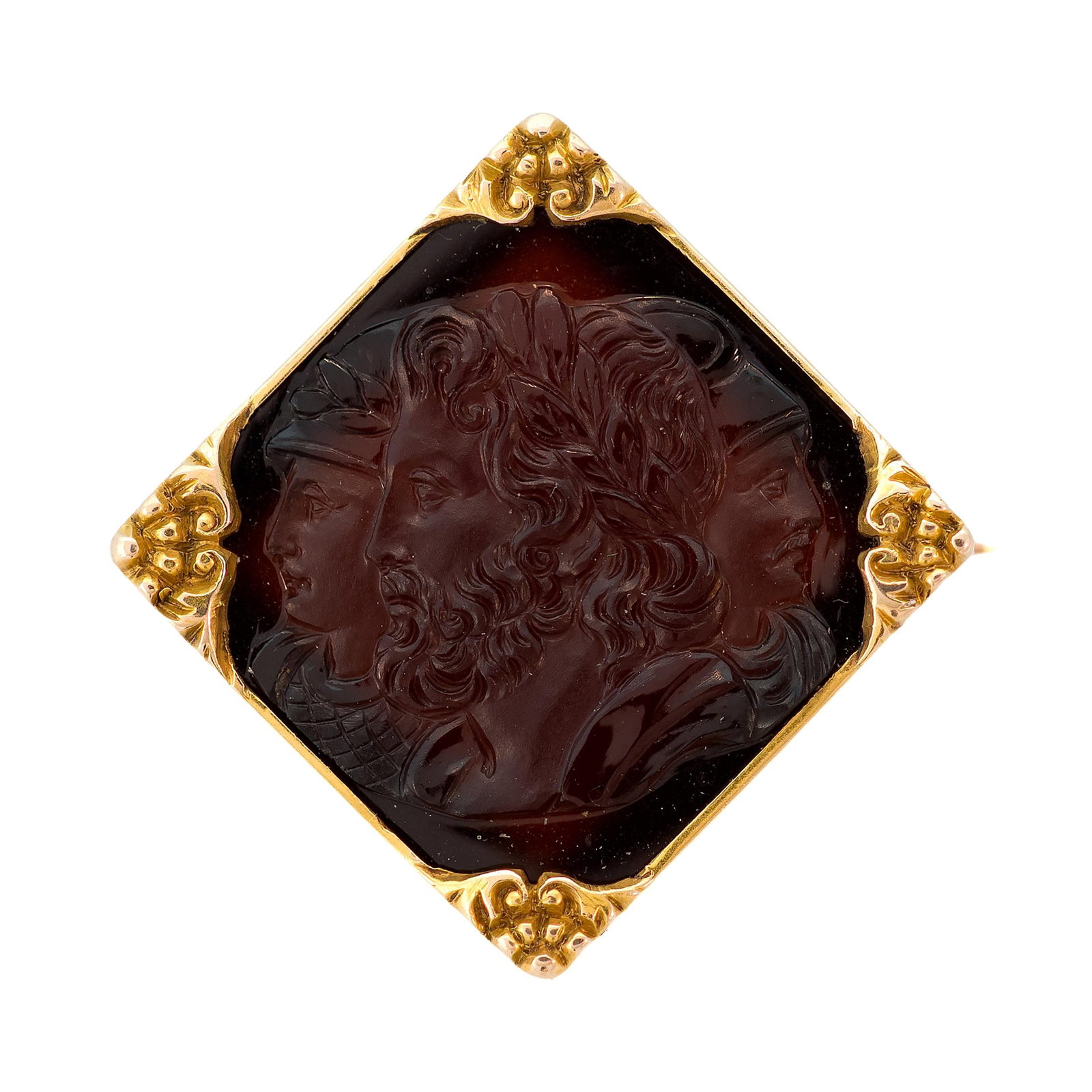 ANTIQUE 14K GOLD HARDSTONE CAMEO PIN. (1 of 1)