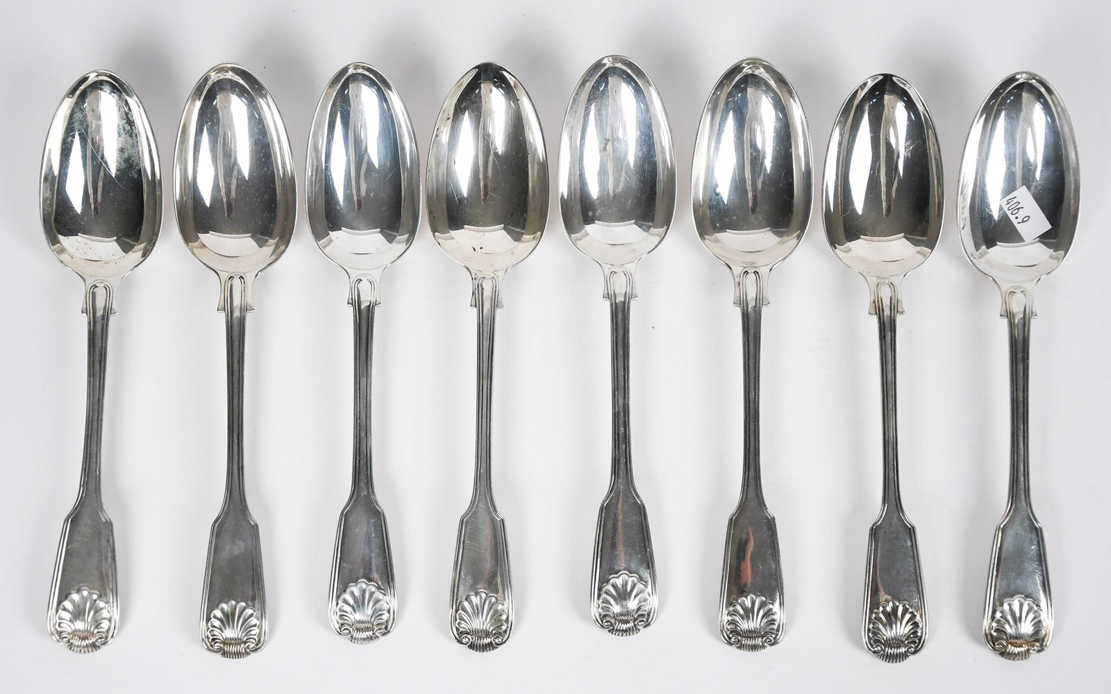 ENGLISH SHELL PATTERN STERLING FLATWARE SET. - 6