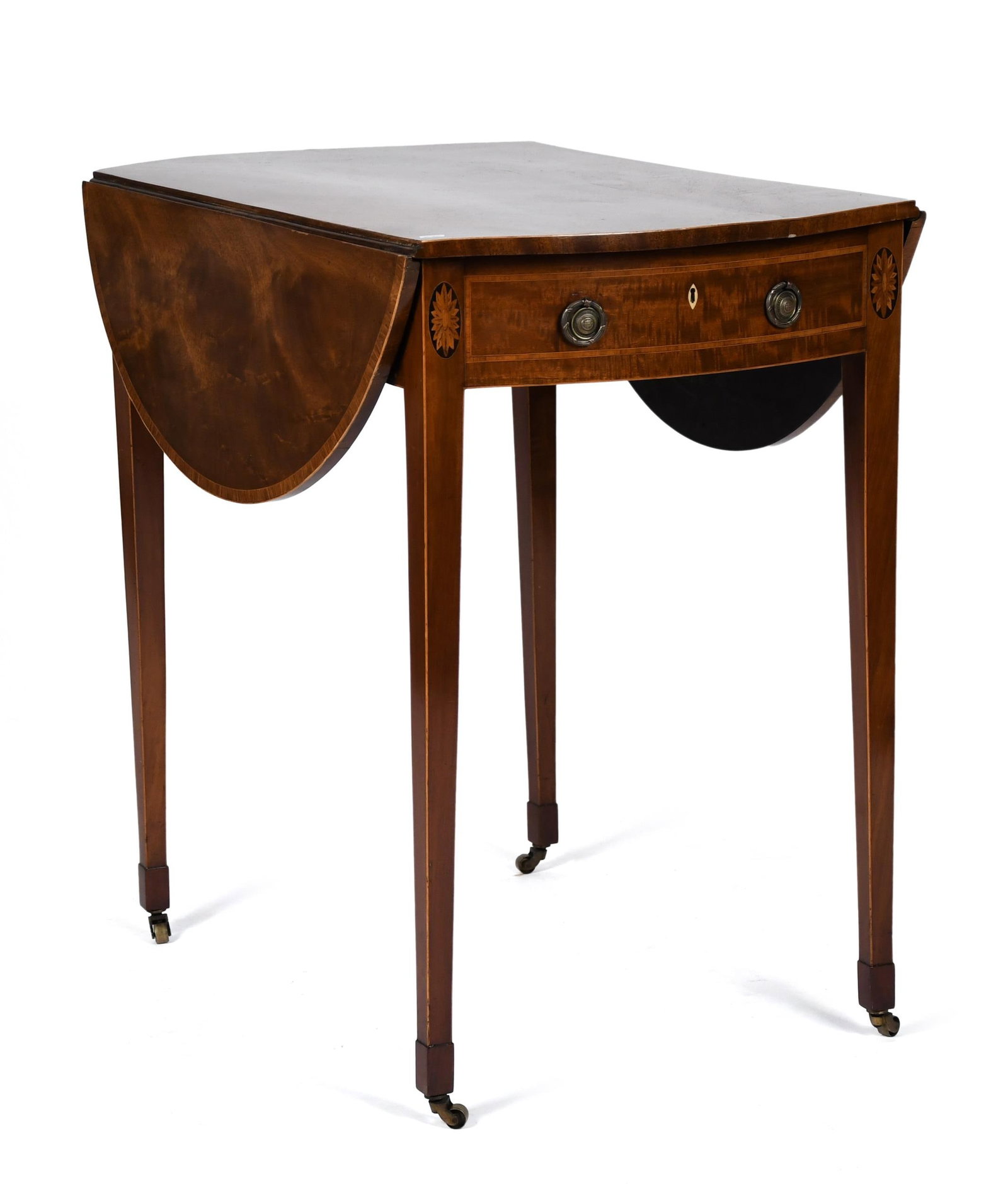 FINE 19TH C. ENGLISH INLAID PEMBROKE TABLE. (1 of 14)