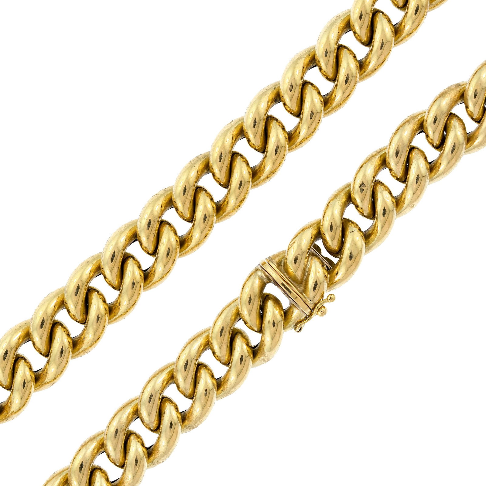 VINTAGE ITALIAN CAMPI 18K GOLD CURB CHAIN NECKLACE.: A vintage, 18k yellow gold (stamped), Italian, signed Campi, curb style chain necklace, 13mm wide, 16 1/4 inches long, 51.9 grams.