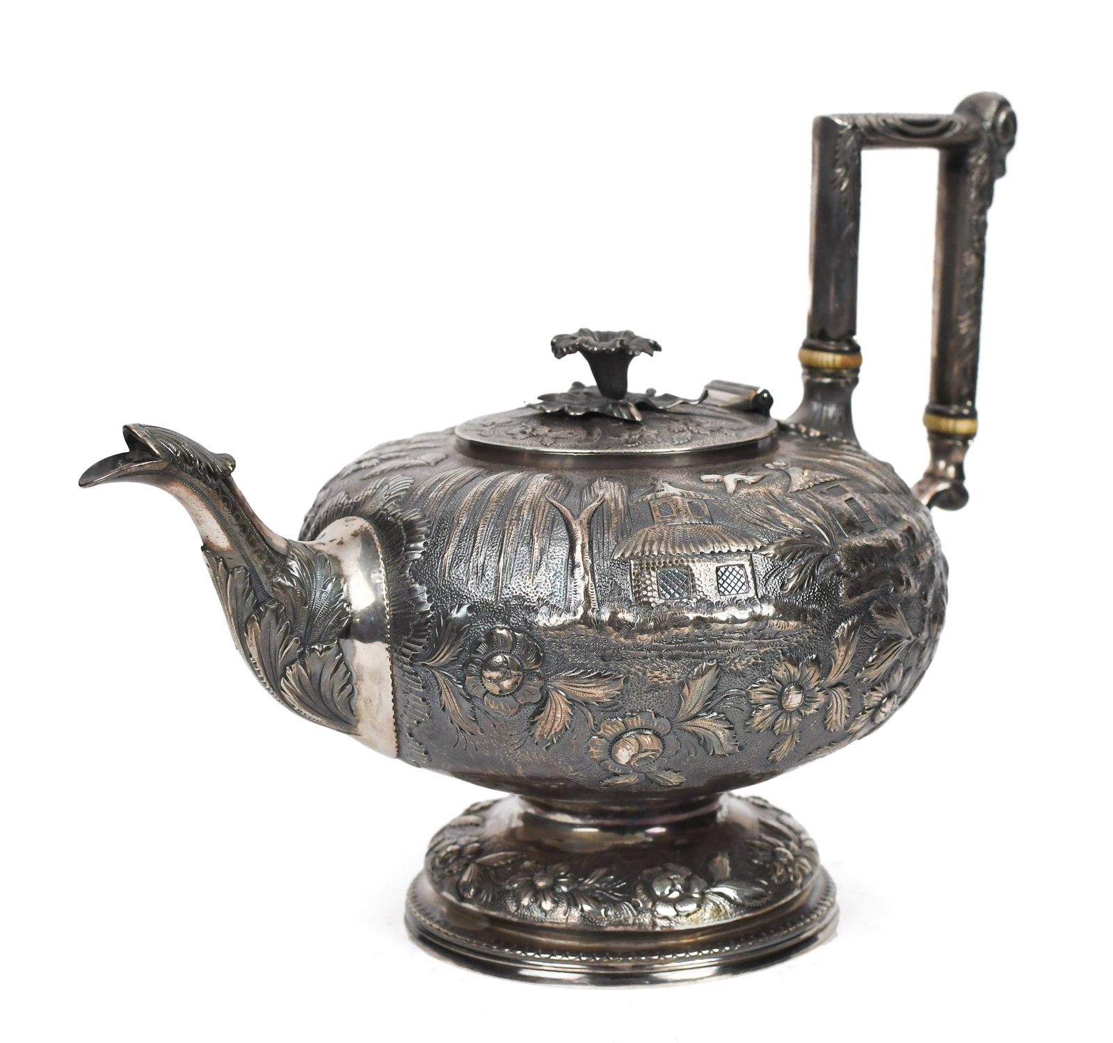 BAILEY & KITCHEN COIN SILVER TEAPOT. (1 of 10)