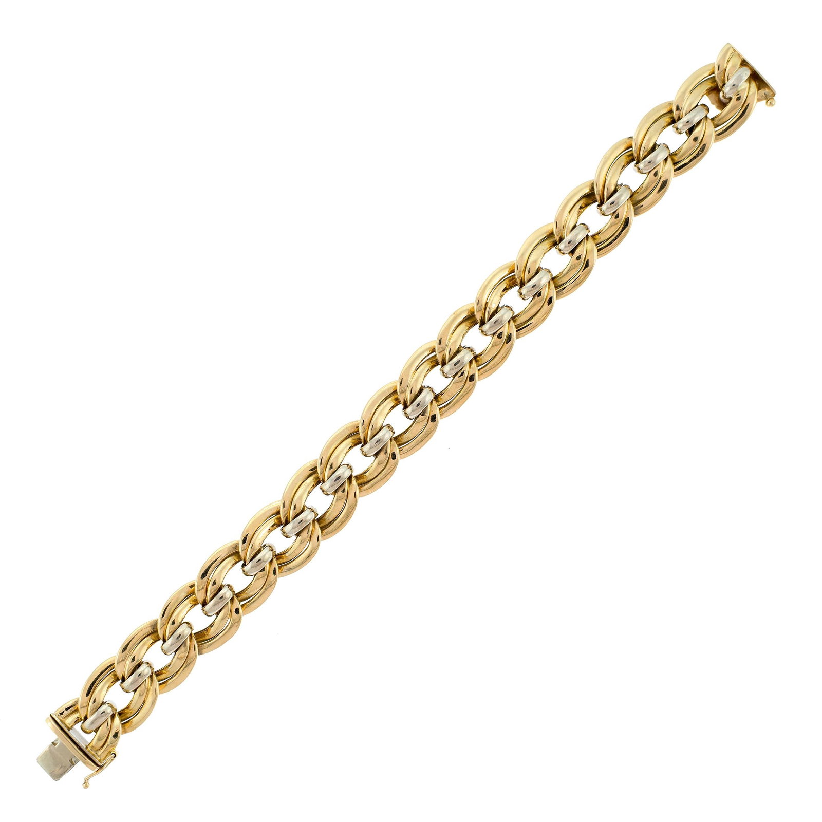VINTAGE 14K TWO-TONE GOLD LINK BRACELET. (1 of 1)