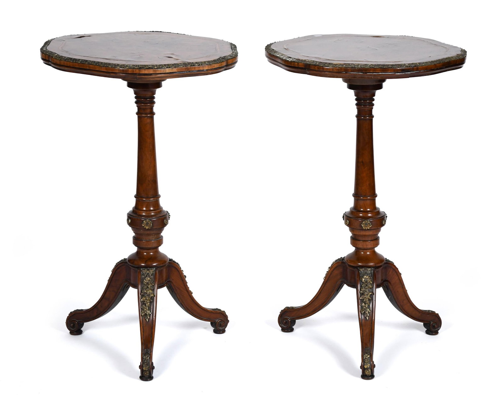 PR. 19TH C. REGENCY BURL WOOD STANDS. (1 of 8)