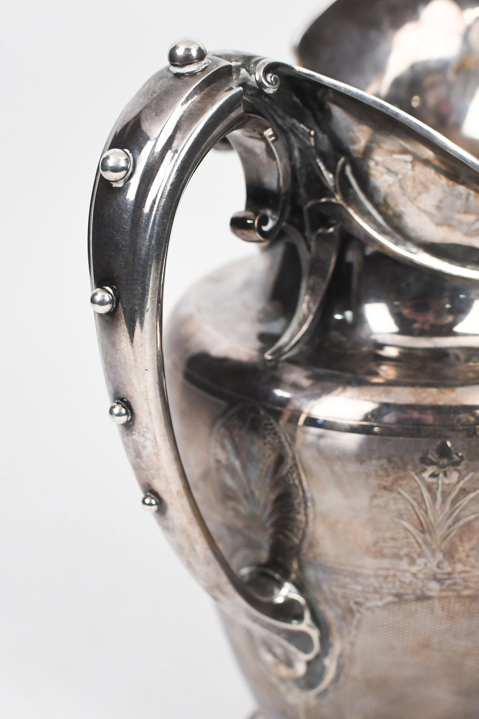 ANTIQUE GORHAM COIN SILVER PITCHER. - 3