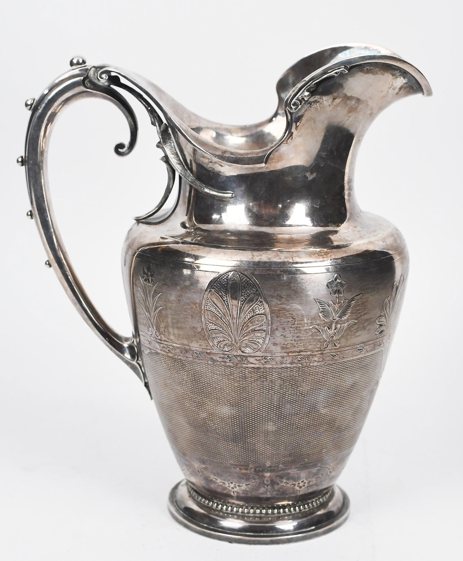 ANTIQUE GORHAM COIN SILVER PITCHER. - 8