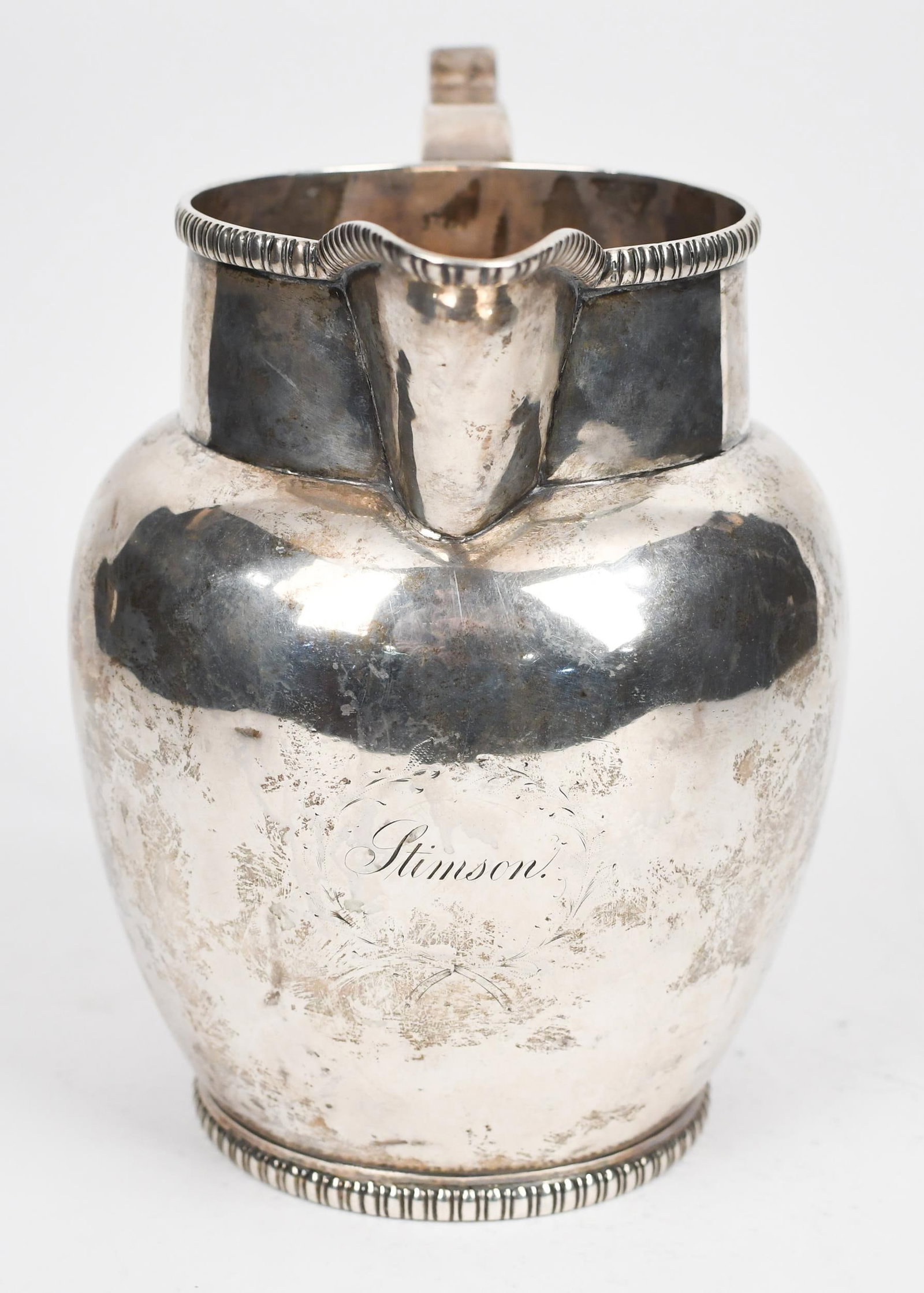 P. STACY COIN SILVER PITCHER. - 5