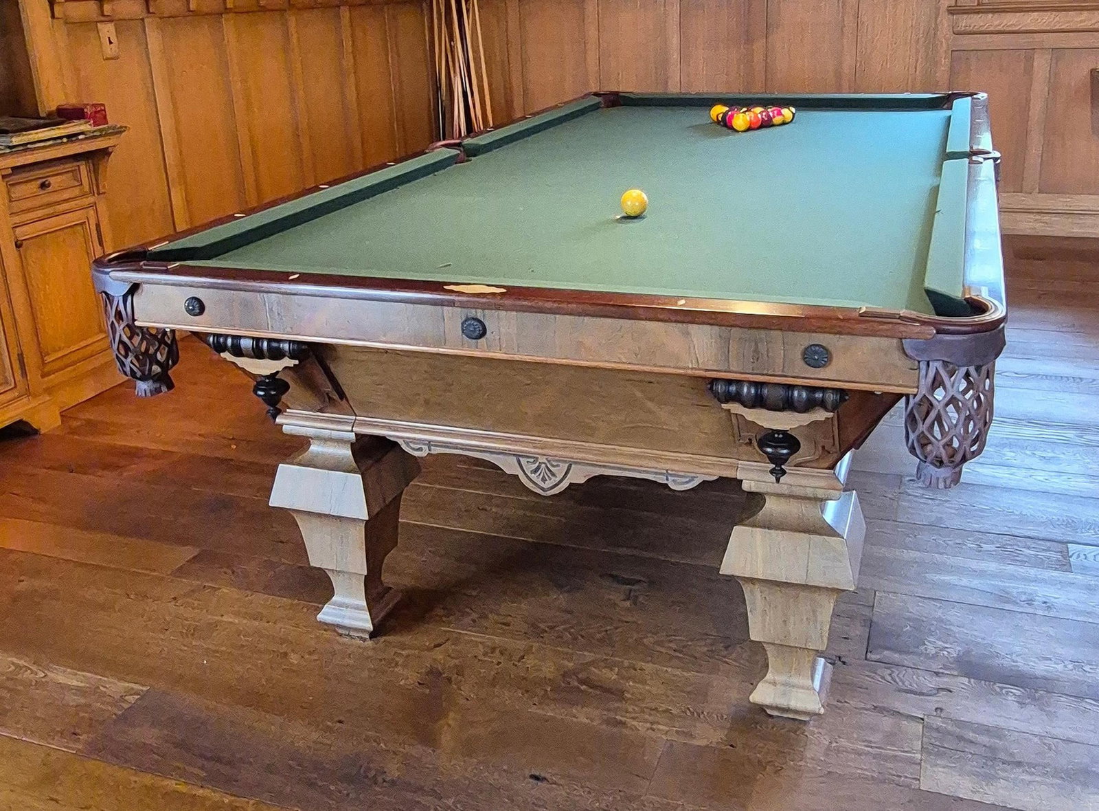 ANTIQUE BRUNSWICK POOL TABLE. - 2