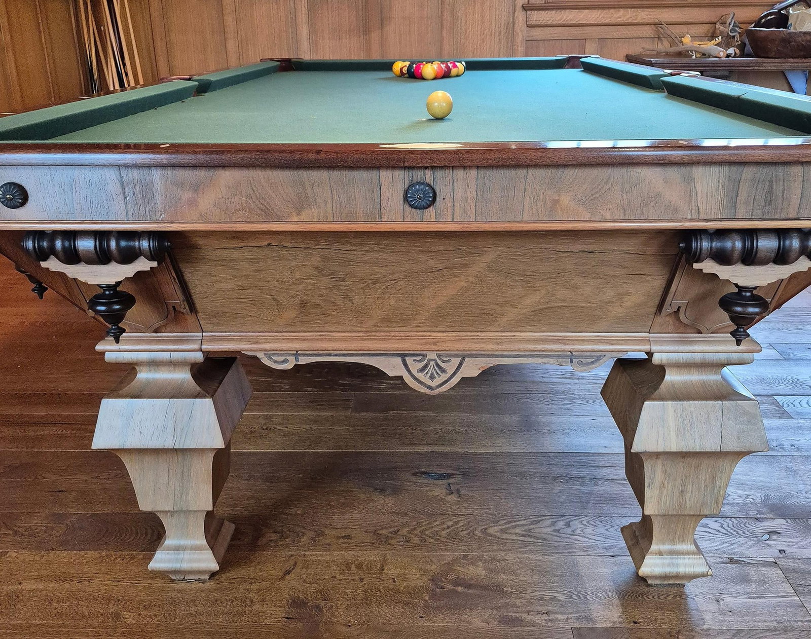 ANTIQUE BRUNSWICK POOL TABLE. - 3