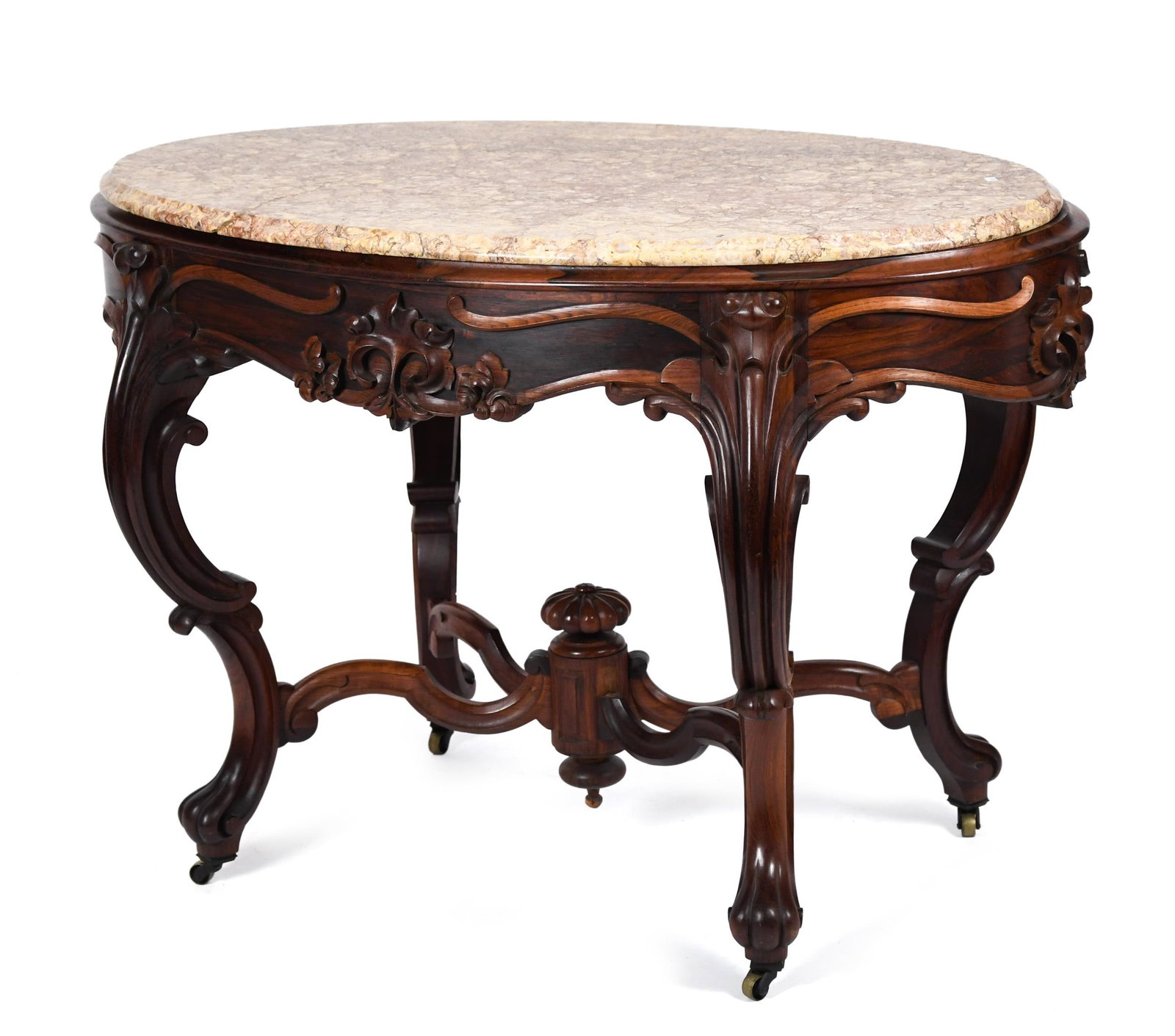EXCEPTIONAL 19TH C. ROSEWOOD MARBLE TOP TABLE. (1 of 9)