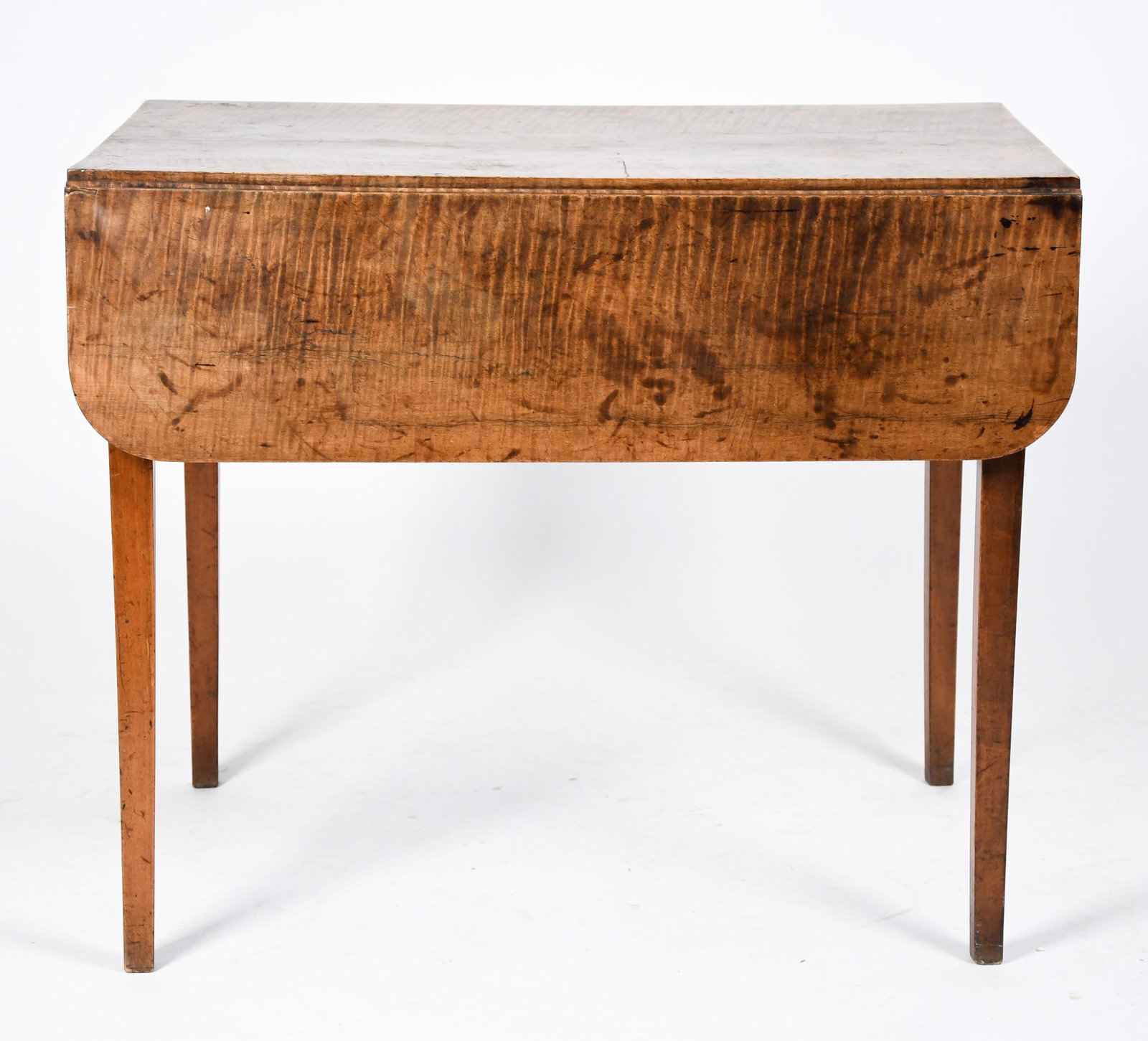 19TH C. TIGER MAPLE NEW ENGLAND DROP LEAF TABLE. - 6