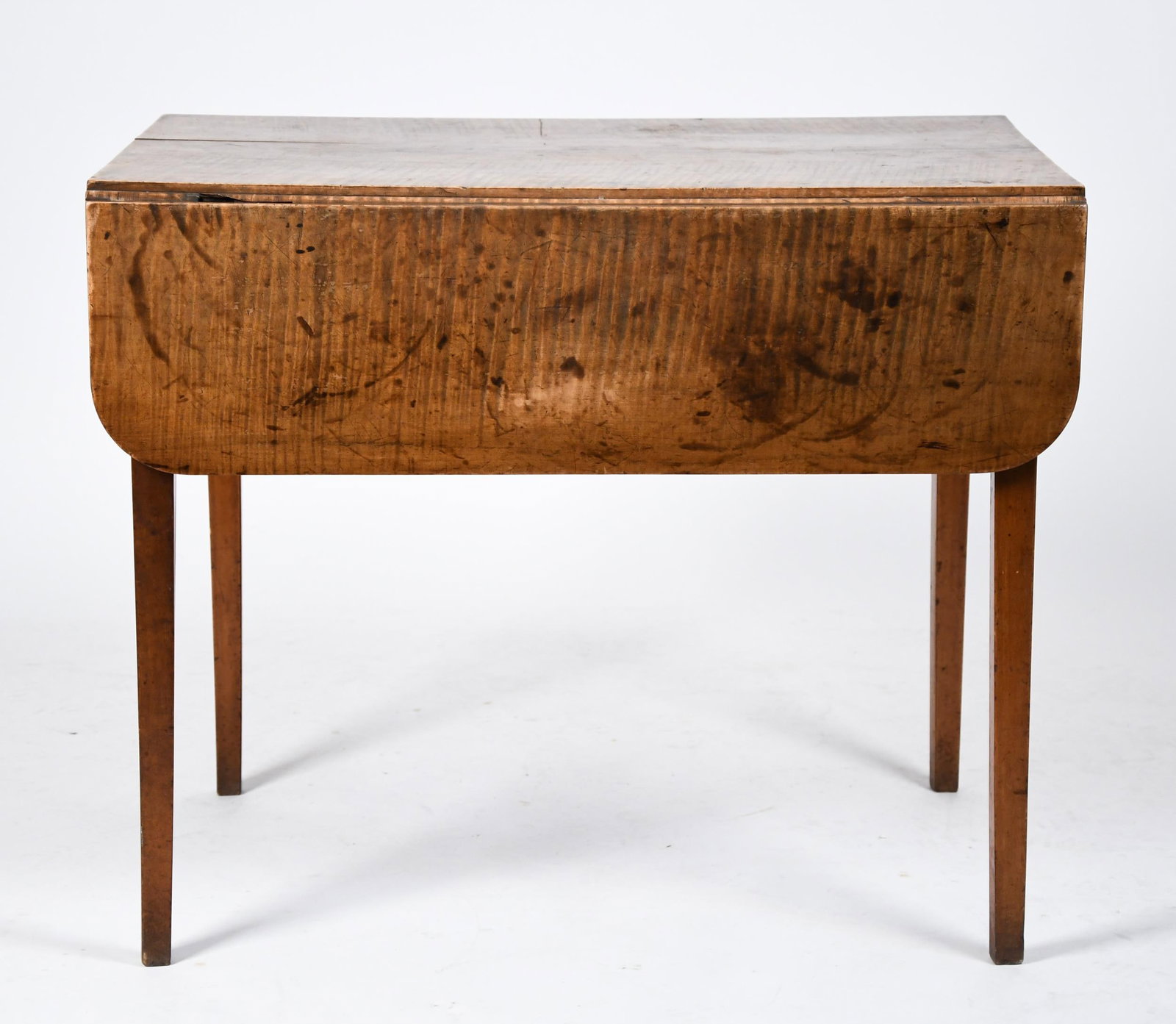 19TH C. TIGER MAPLE NEW ENGLAND DROP LEAF TABLE. - 7