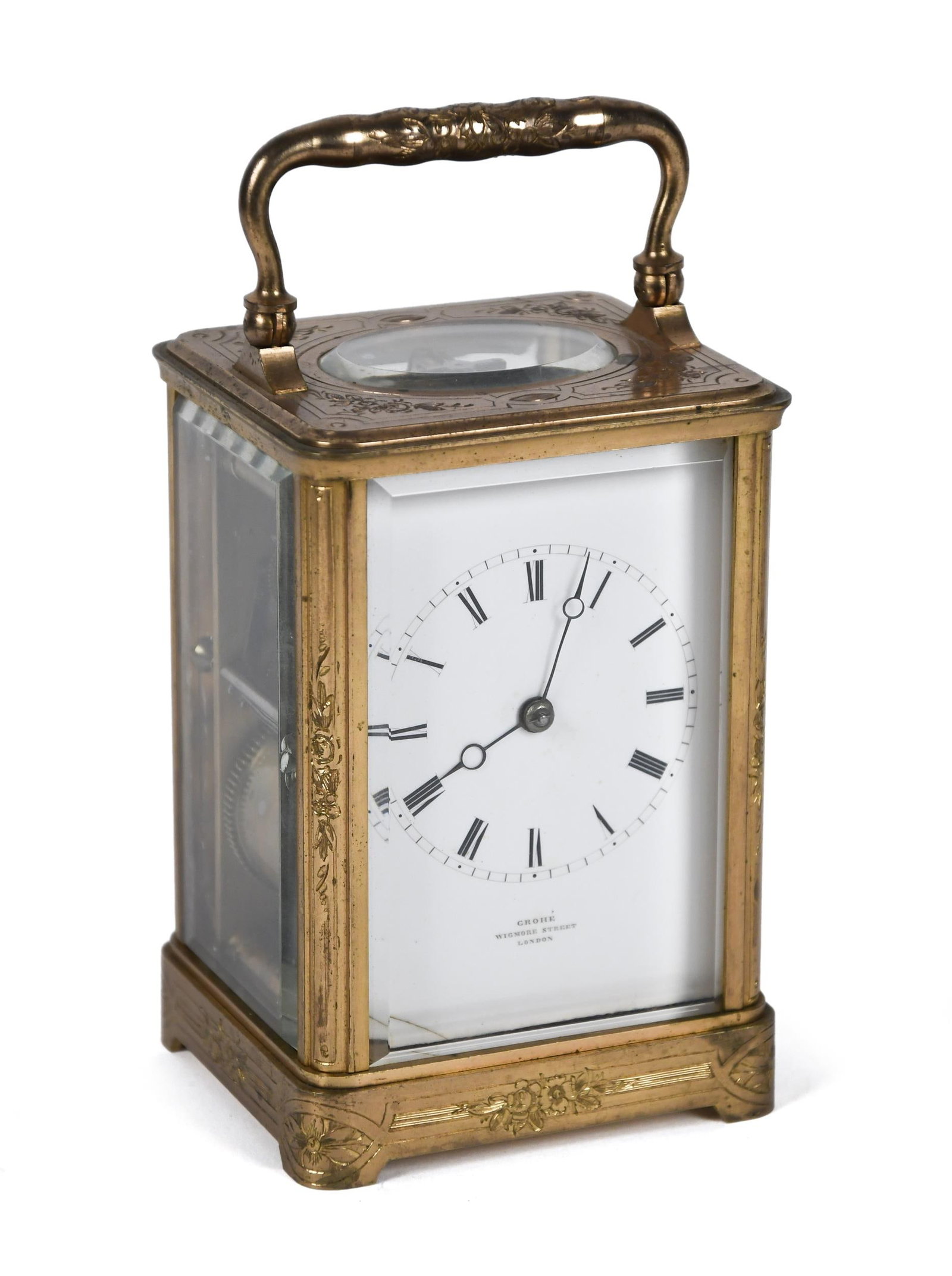 ANTIQUE GROHE ENGLISH CARRIAGE CLOCK IN CASE. (1 of 9)
