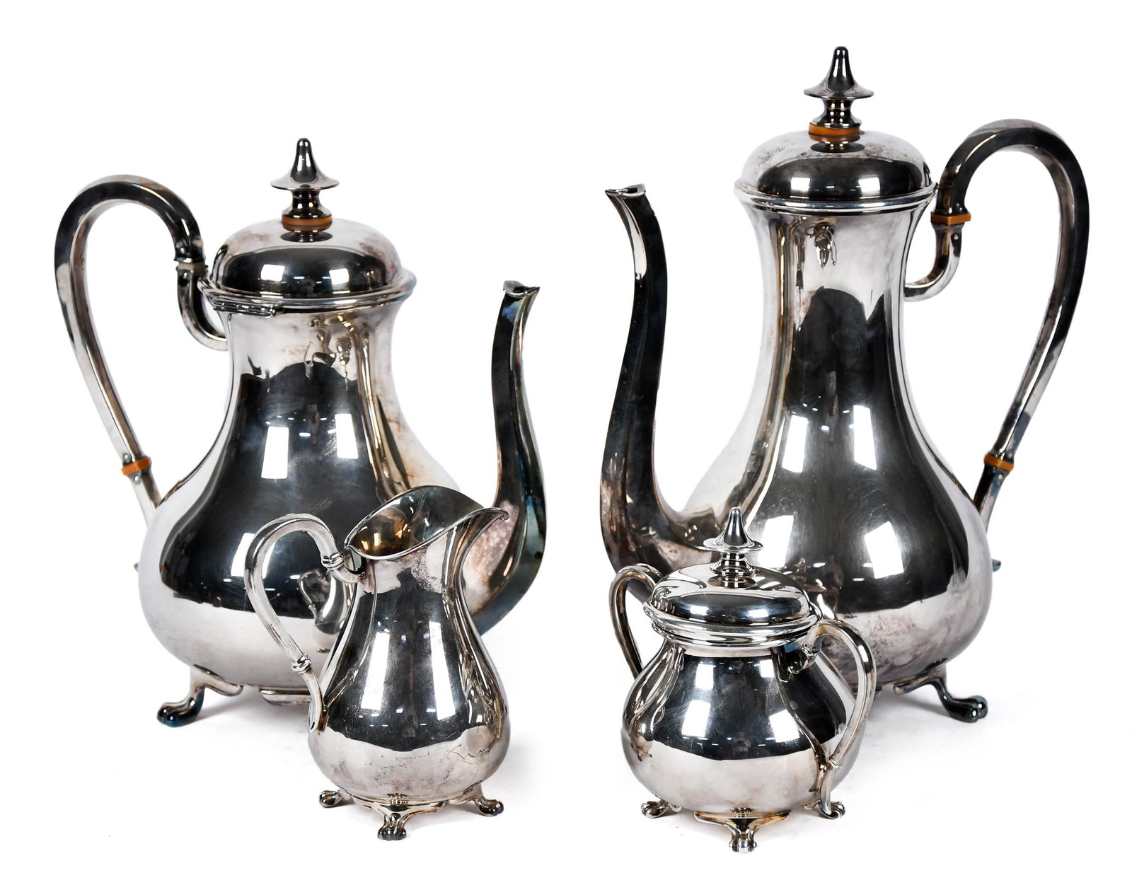 VINTAGE EUGEN FERNER STERLING TEA SET, 4 PCS. (1 of 15)
