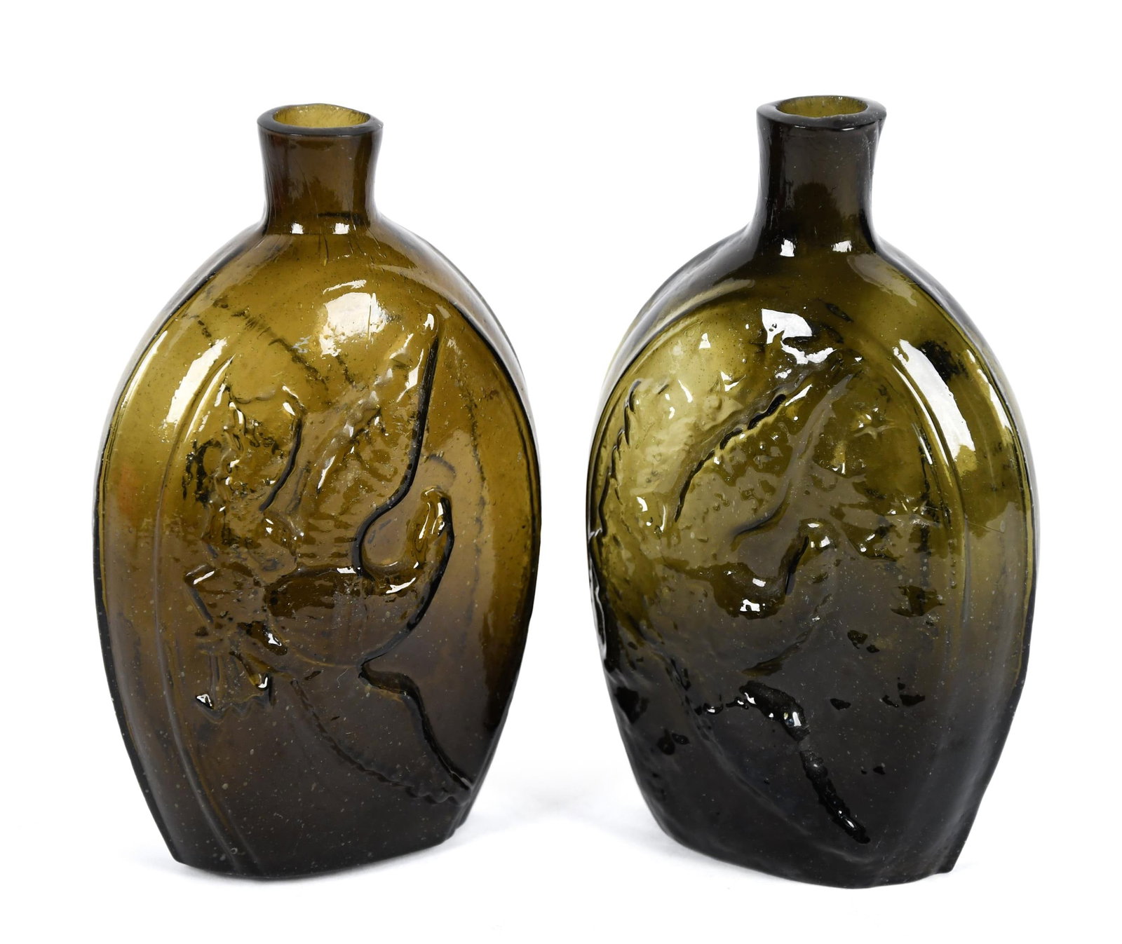 19TH C. SUCCESS TO THE RAILROAD AND EAGLE FLASK, 2PCS (1 of 8)