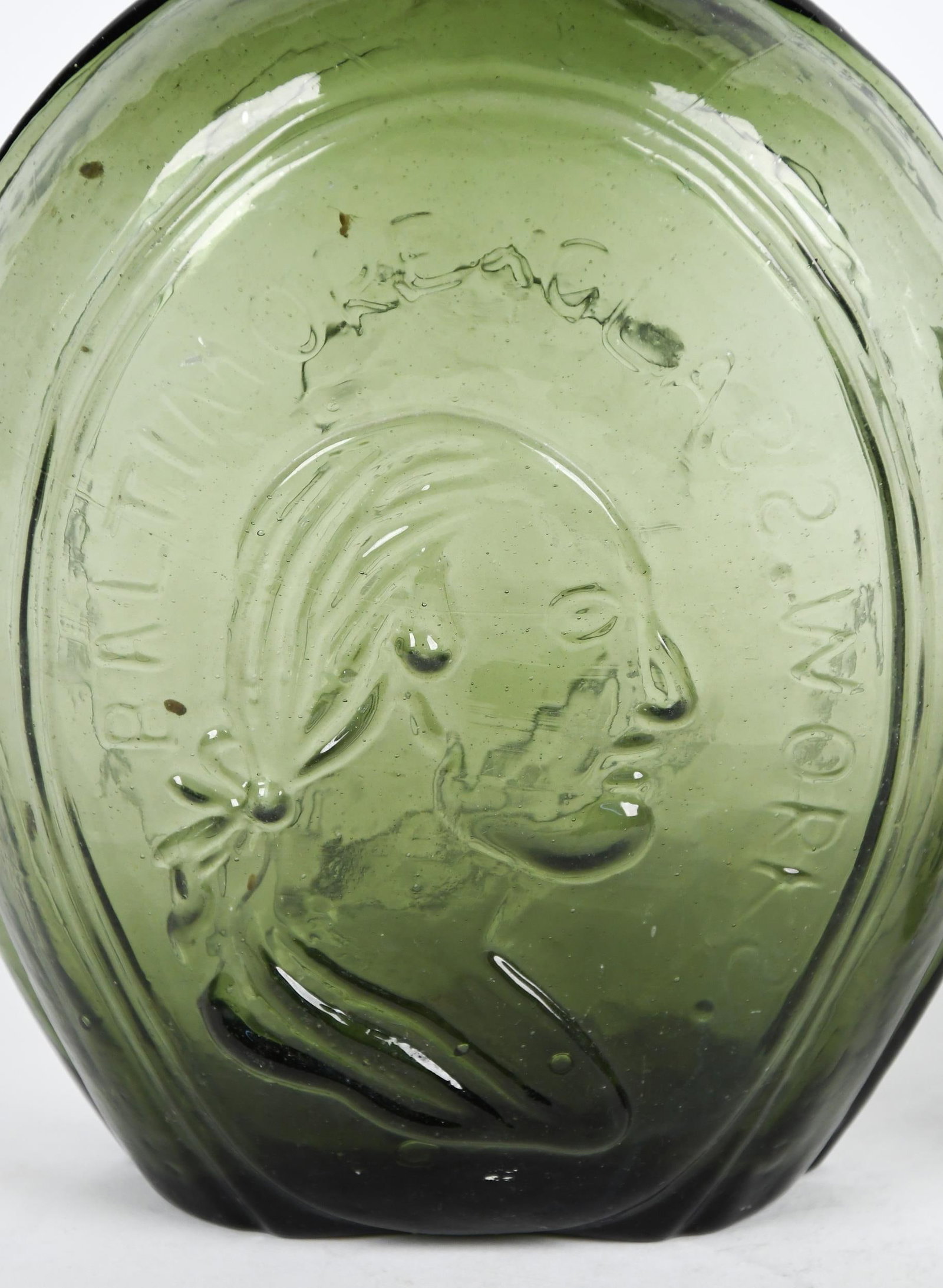 TWO 19TH C. HAND BLOWN EMBOSSED FLASKS. - 3