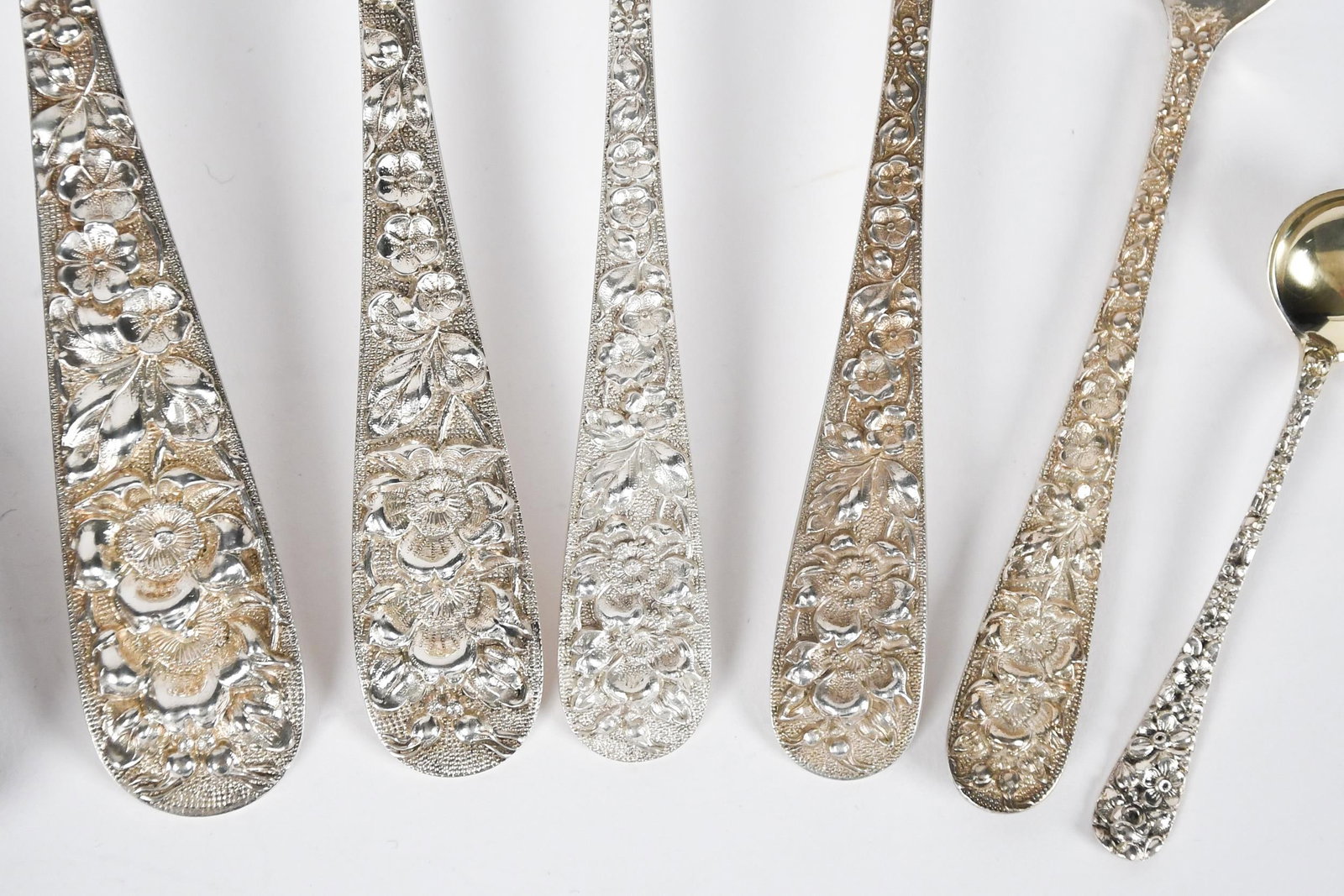 ANTIQUE STIEFF REPOUSSE STERLING FLATWARE. - 4
