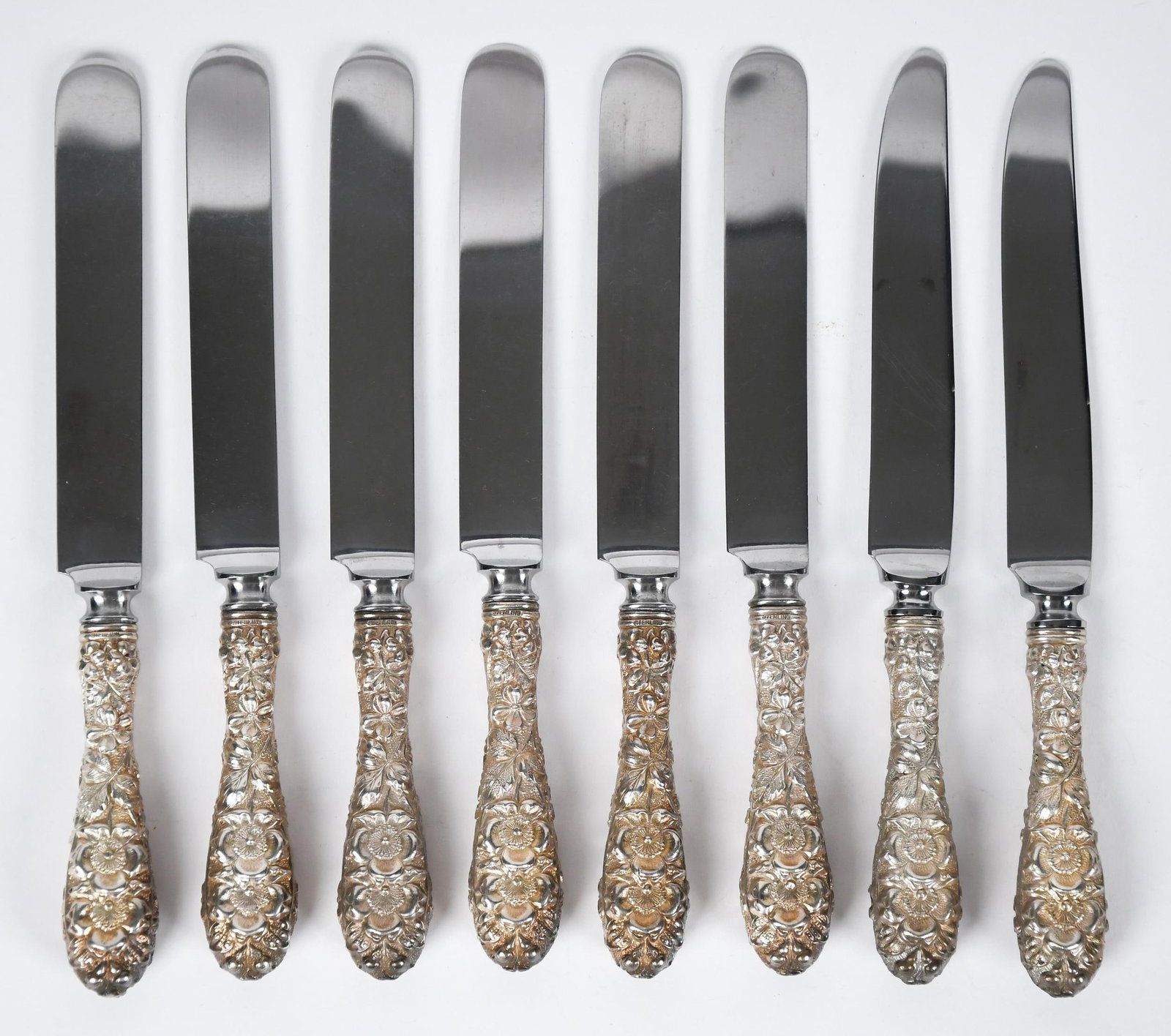 ANTIQUE STIEFF REPOUSSE STERLING FLATWARE. - 5
