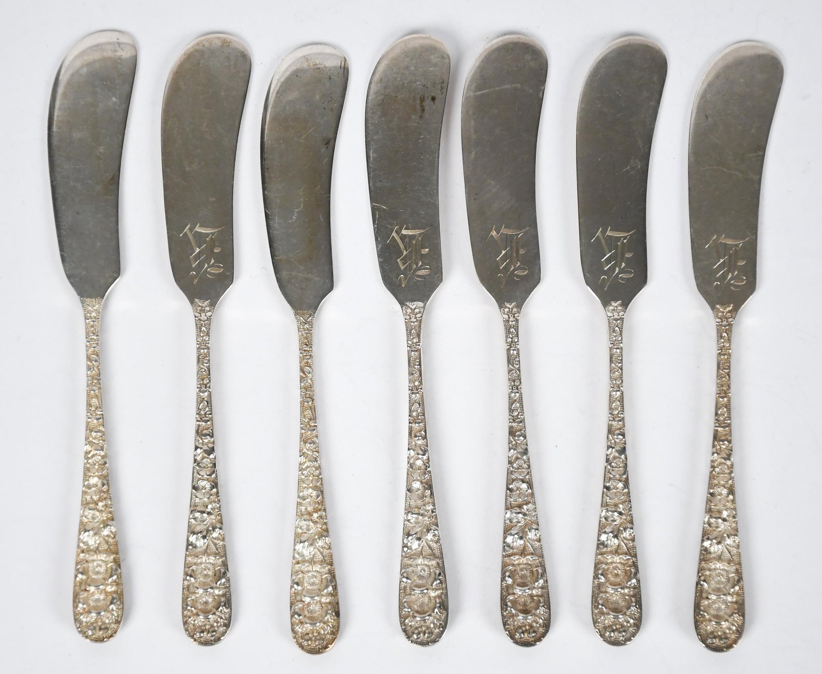 ANTIQUE STIEFF REPOUSSE STERLING FLATWARE. - 7