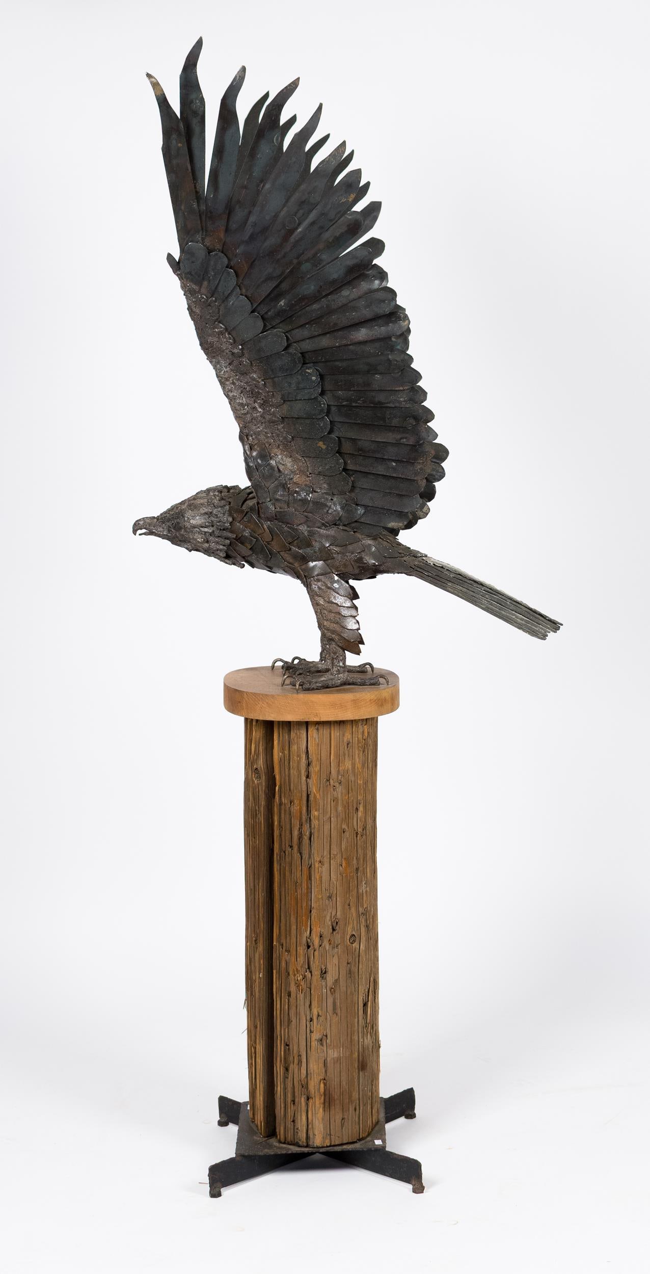 BUD HAMBLETON IRON EAGLE ON STAND. - 15