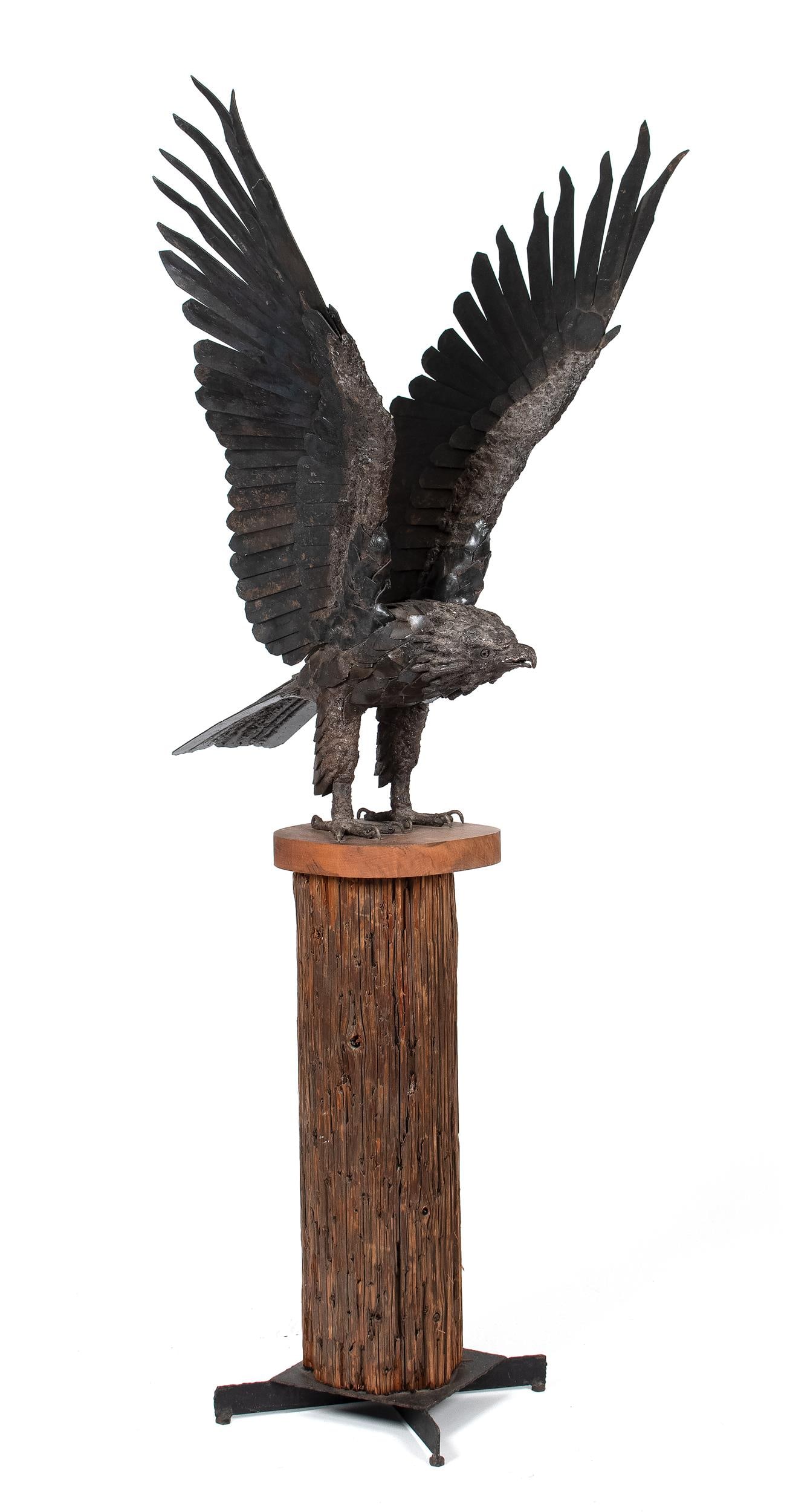 BUD HAMBLETON IRON EAGLE ON STAND. - 2