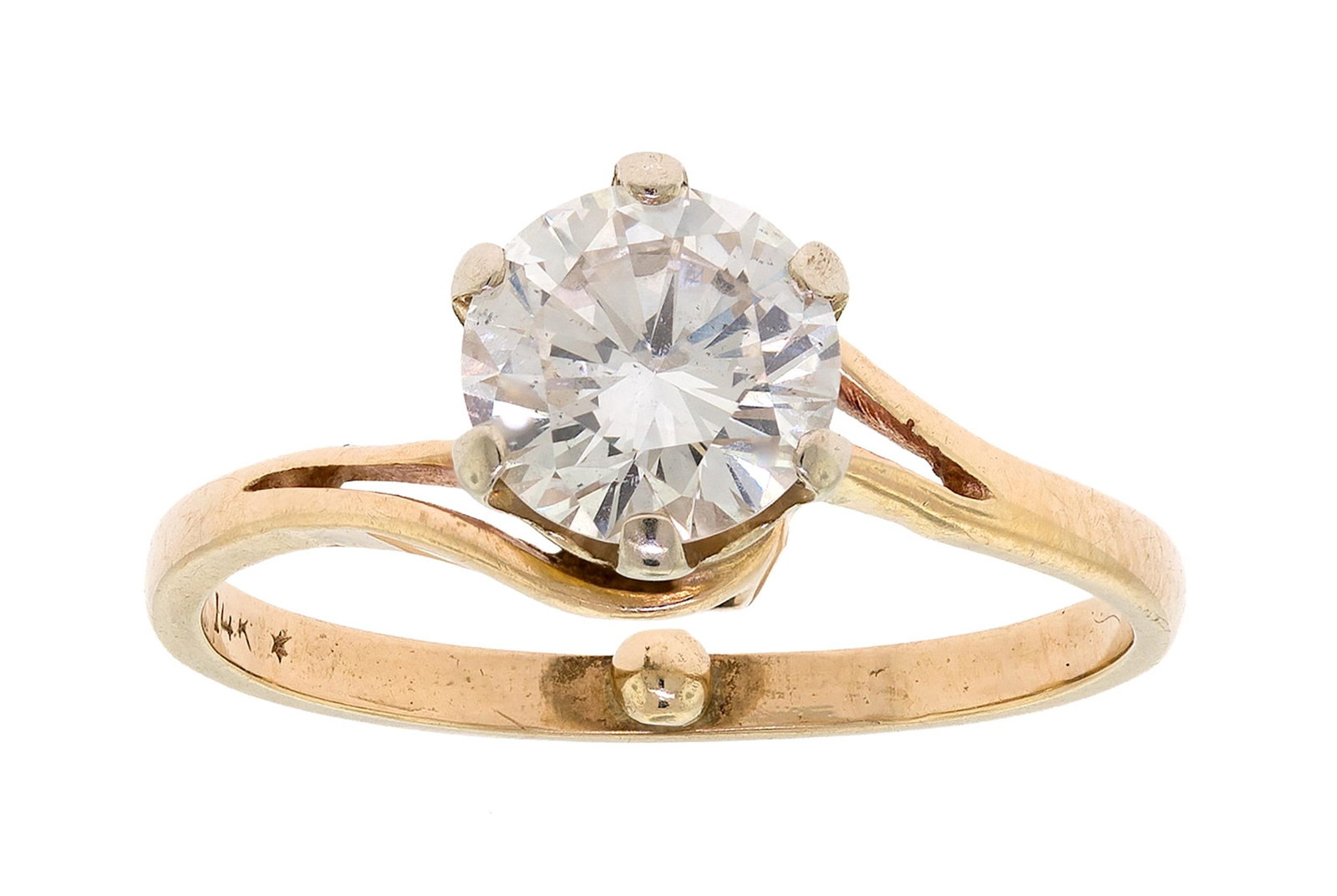 14K GOLD 1.13 CT. DIAMOND SOLITAIRE RING. (1 of 11)