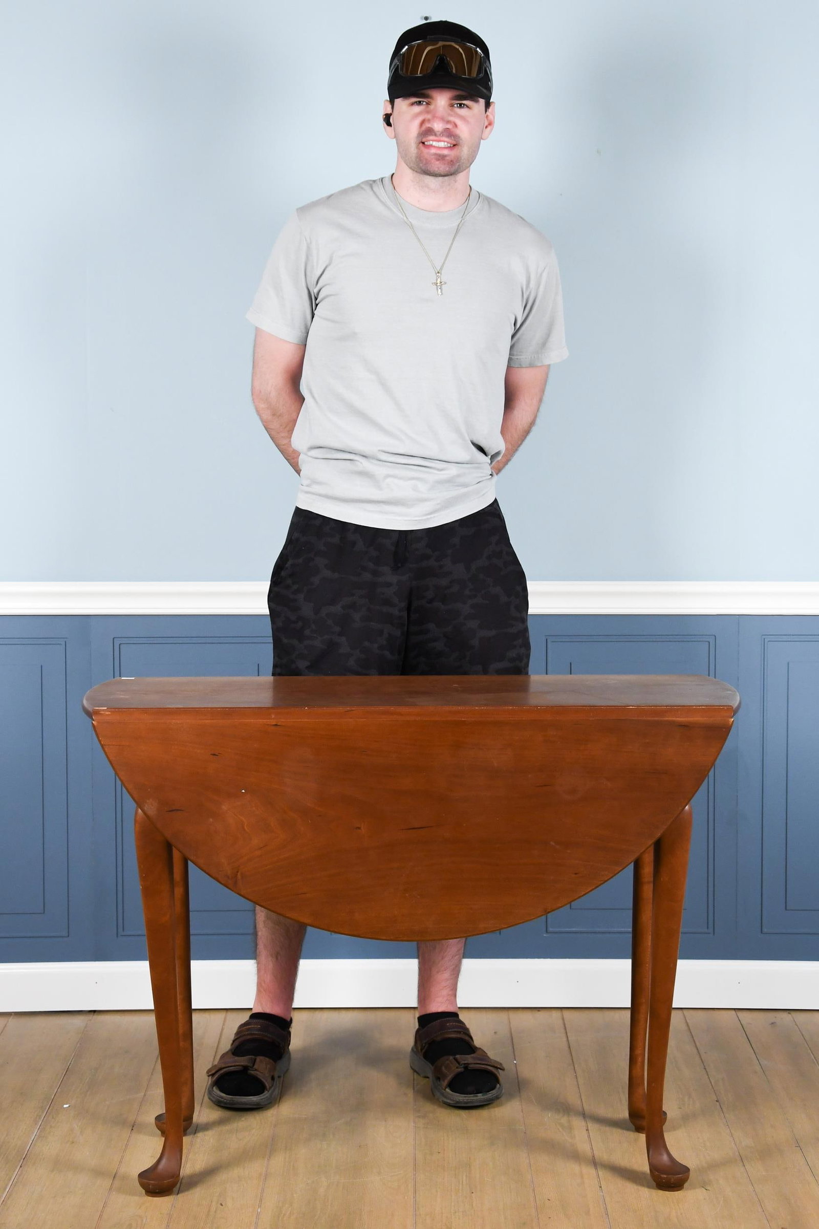 ROBERT BORTREE, STOWE VT, CHERRY DROP LEAF TABLE. - 7