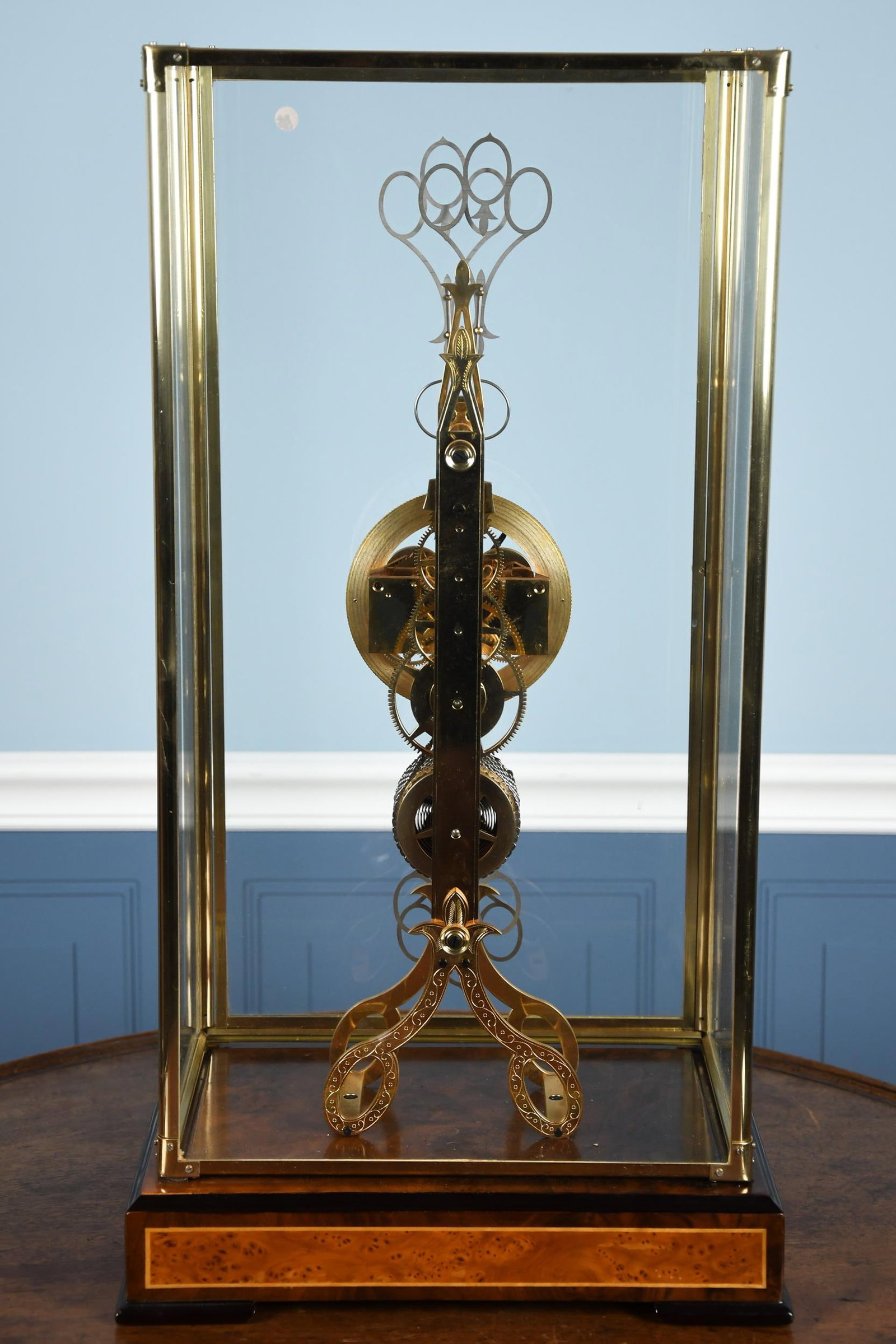 SCISSOR PENDULUM FUSEE SKELETON CLOCK. - 7