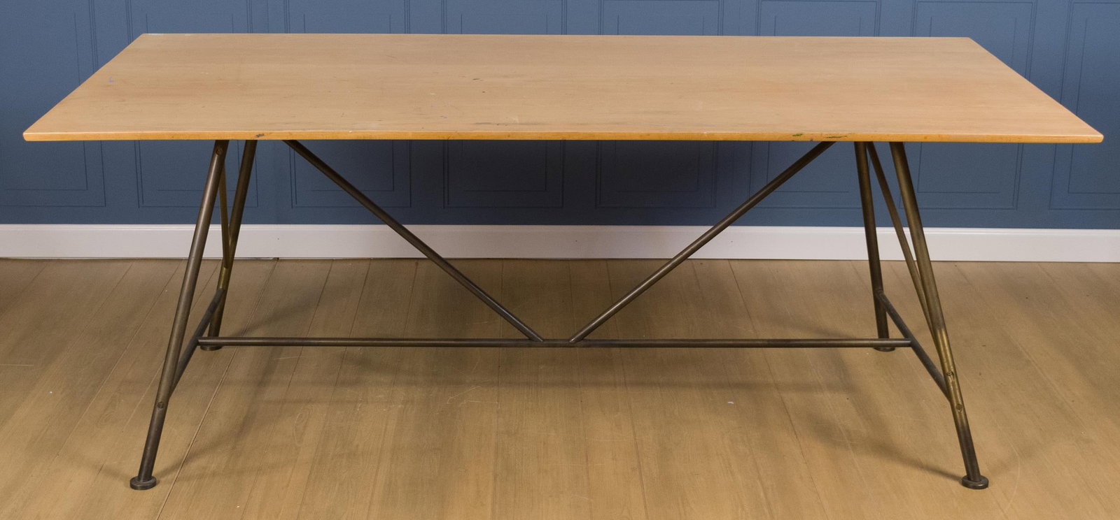 SAM VAN DAM BRASS AND MAPLE DRAFTING TABLE. - 2