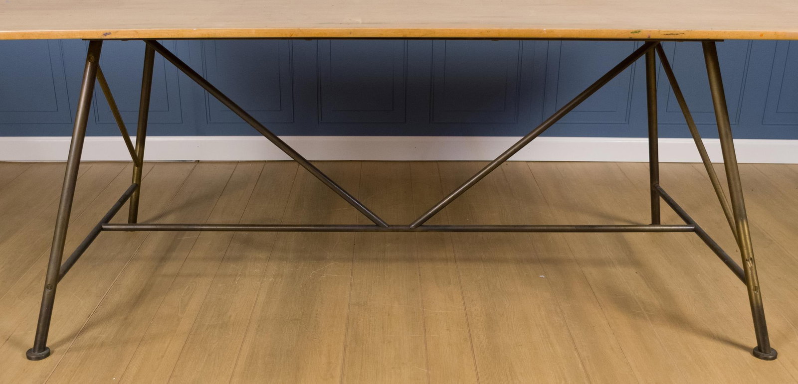 SAM VAN DAM BRASS AND MAPLE DRAFTING TABLE. - 4