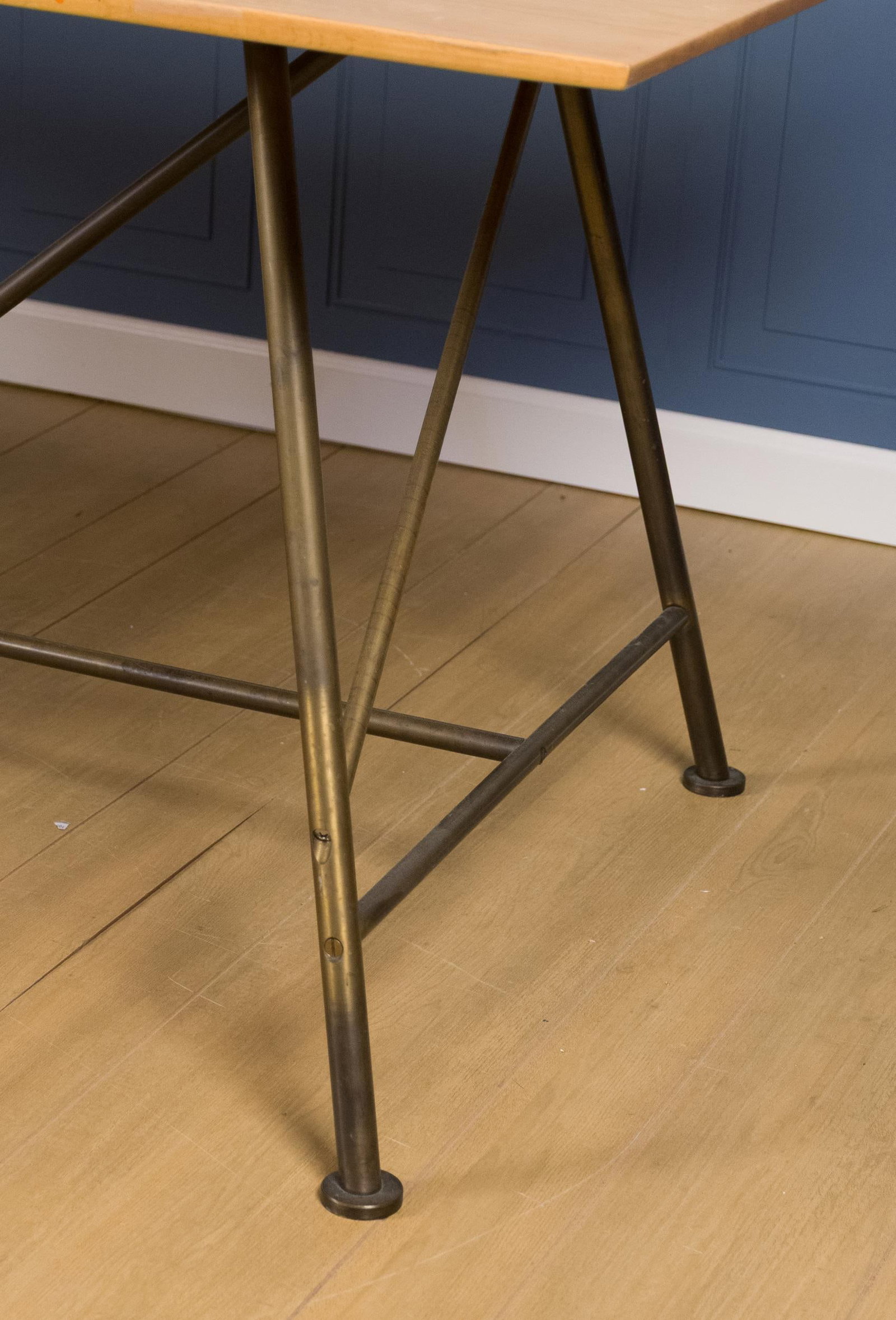 SAM VAN DAM BRASS AND MAPLE DRAFTING TABLE. - 5