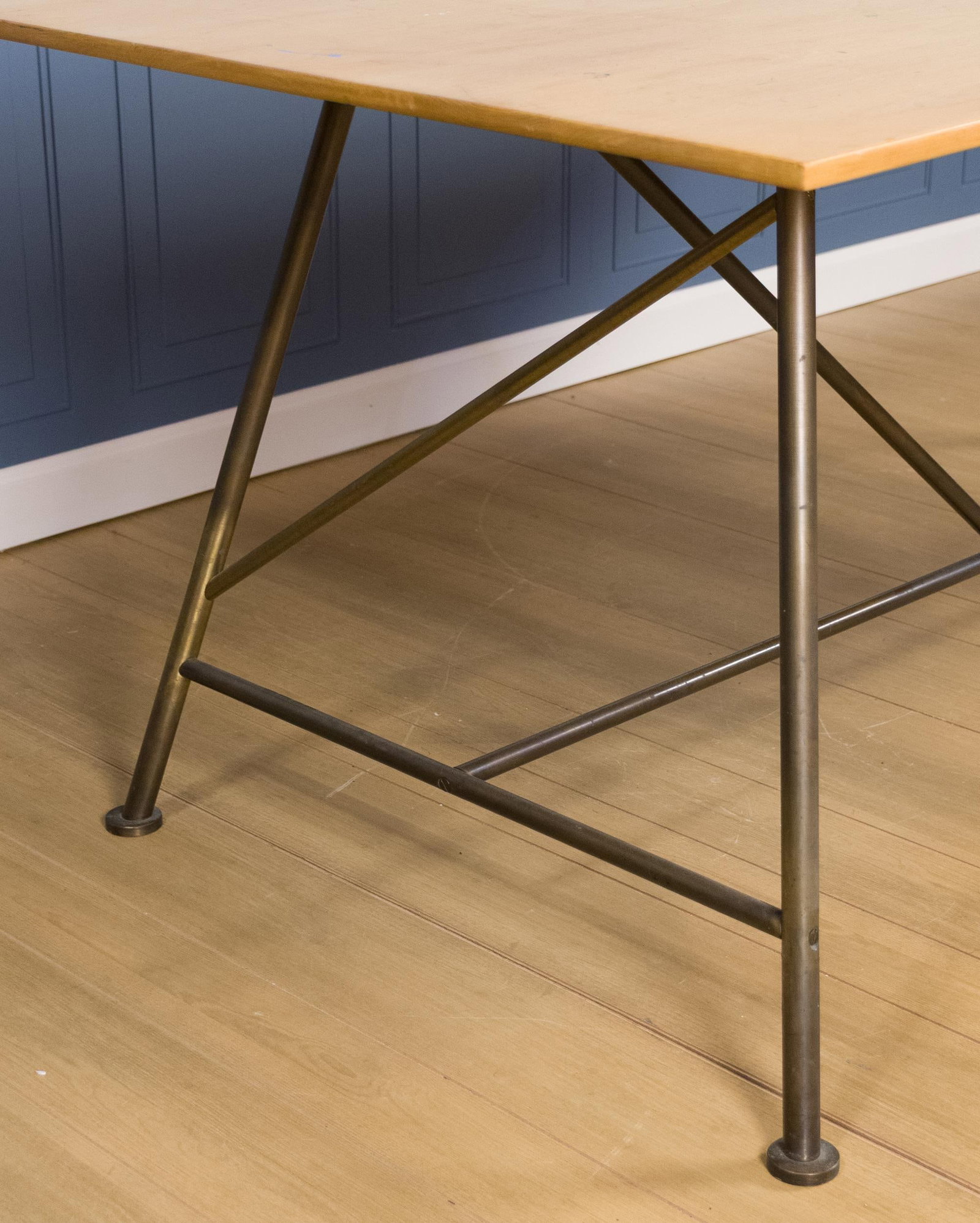 SAM VAN DAM BRASS AND MAPLE DRAFTING TABLE. - 6
