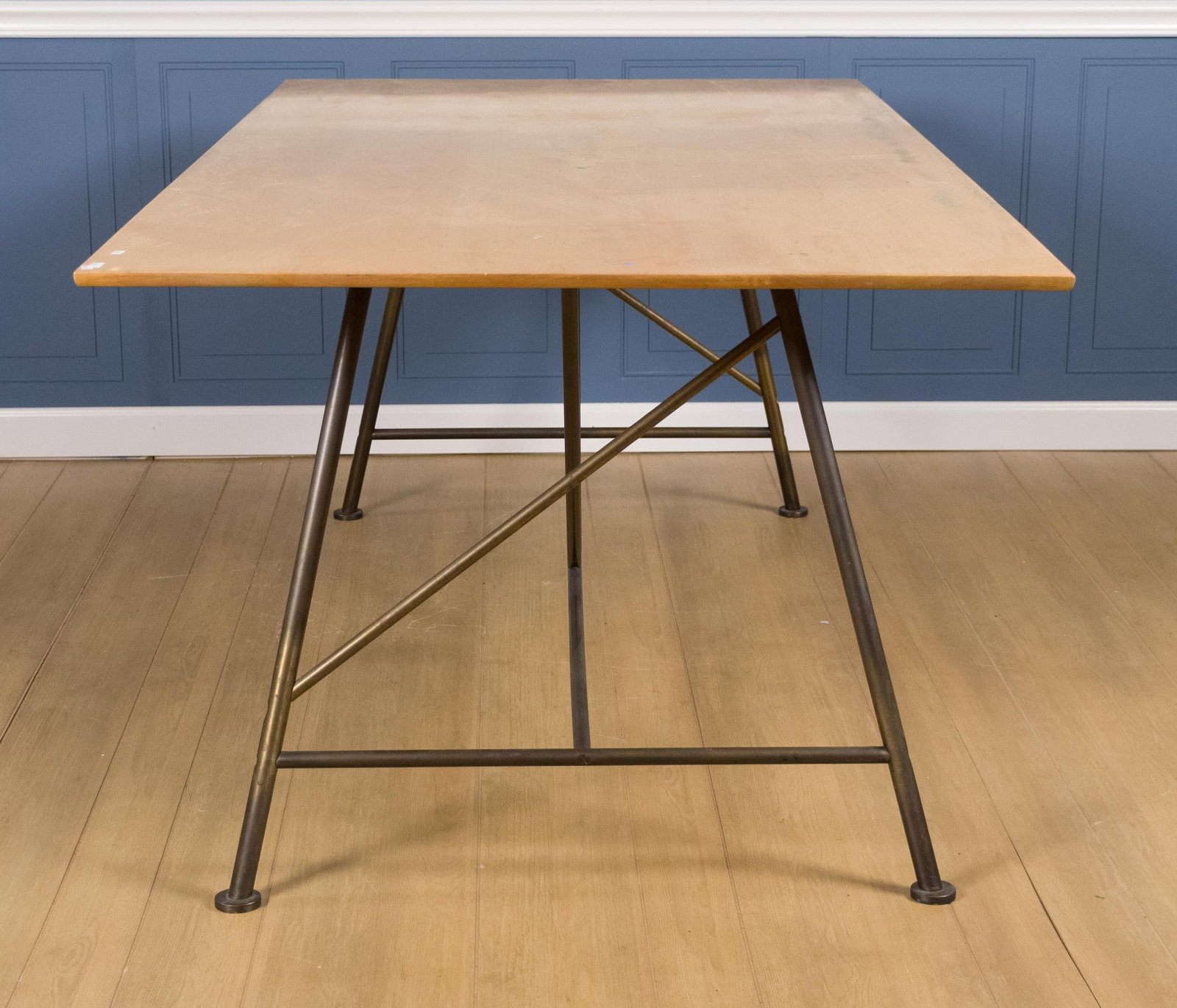 SAM VAN DAM BRASS AND MAPLE DRAFTING TABLE. - 7