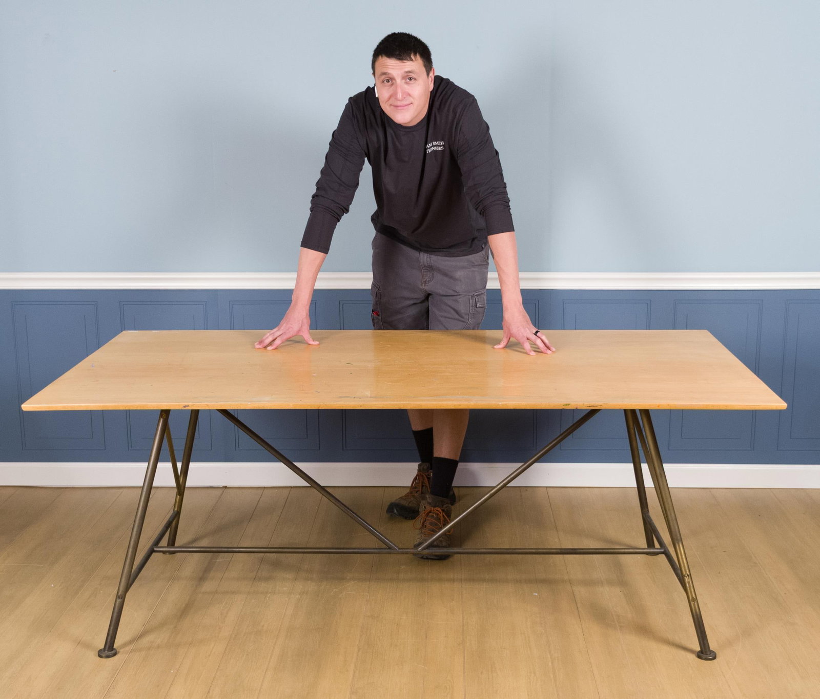 SAM VAN DAM BRASS AND MAPLE DRAFTING TABLE. - 8