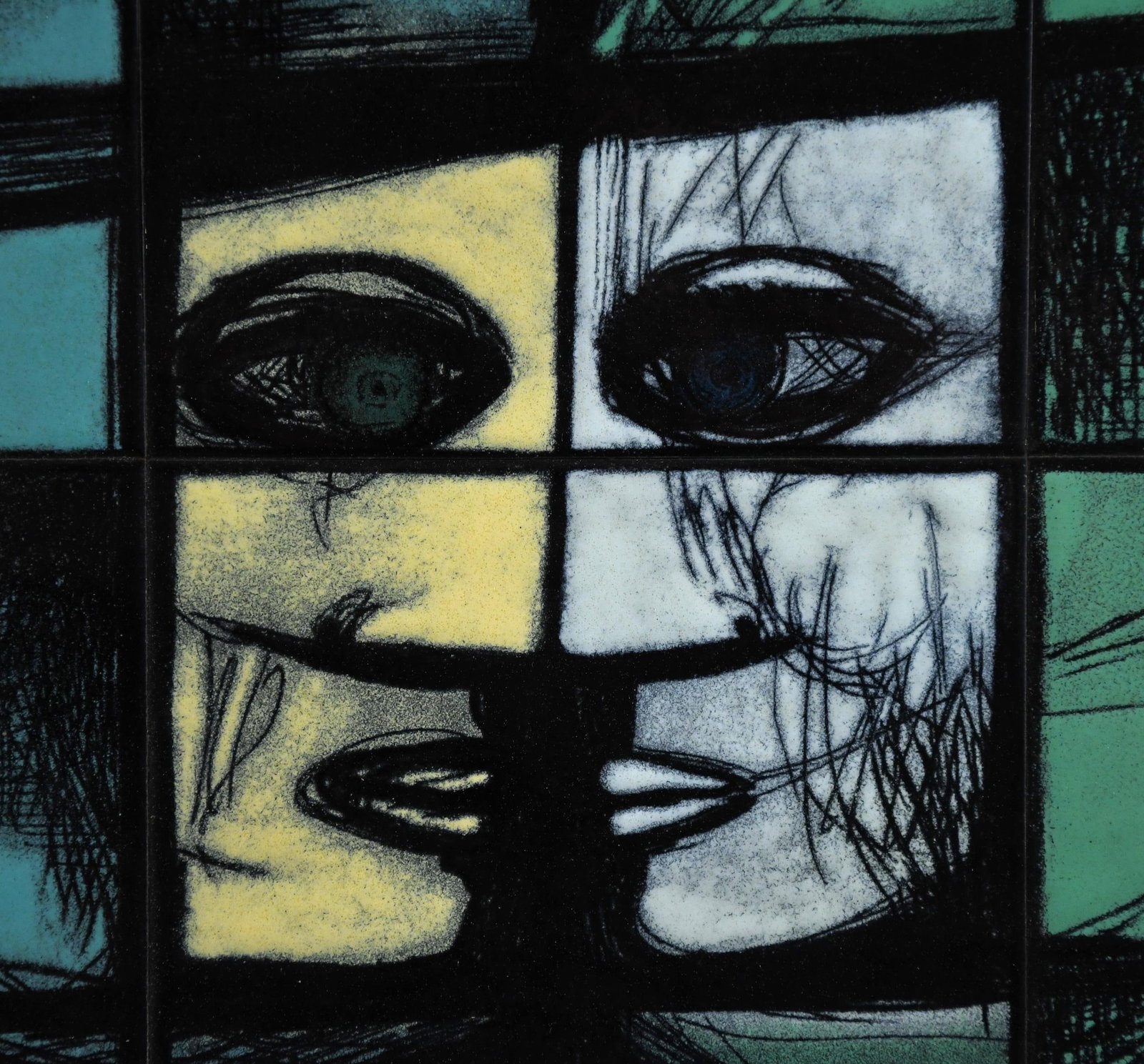 JACKSON WOOLLEY ENAMELED ARTWORK, TWO FACES. - 2