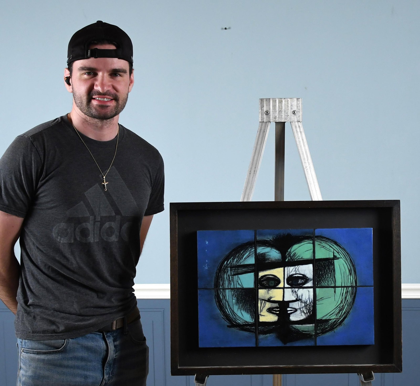 JACKSON WOOLLEY ENAMELED ARTWORK, TWO FACES. - 6