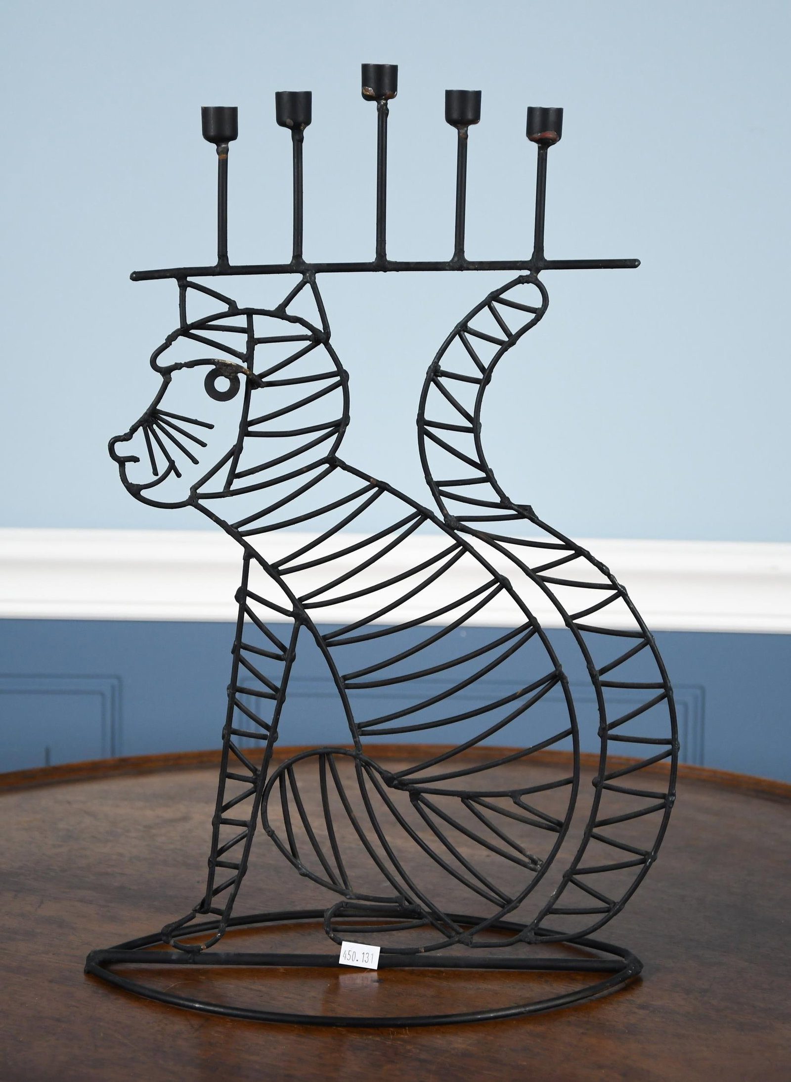 JOHN RISLEY METAL CAT CANDLE HOLDER. - 5